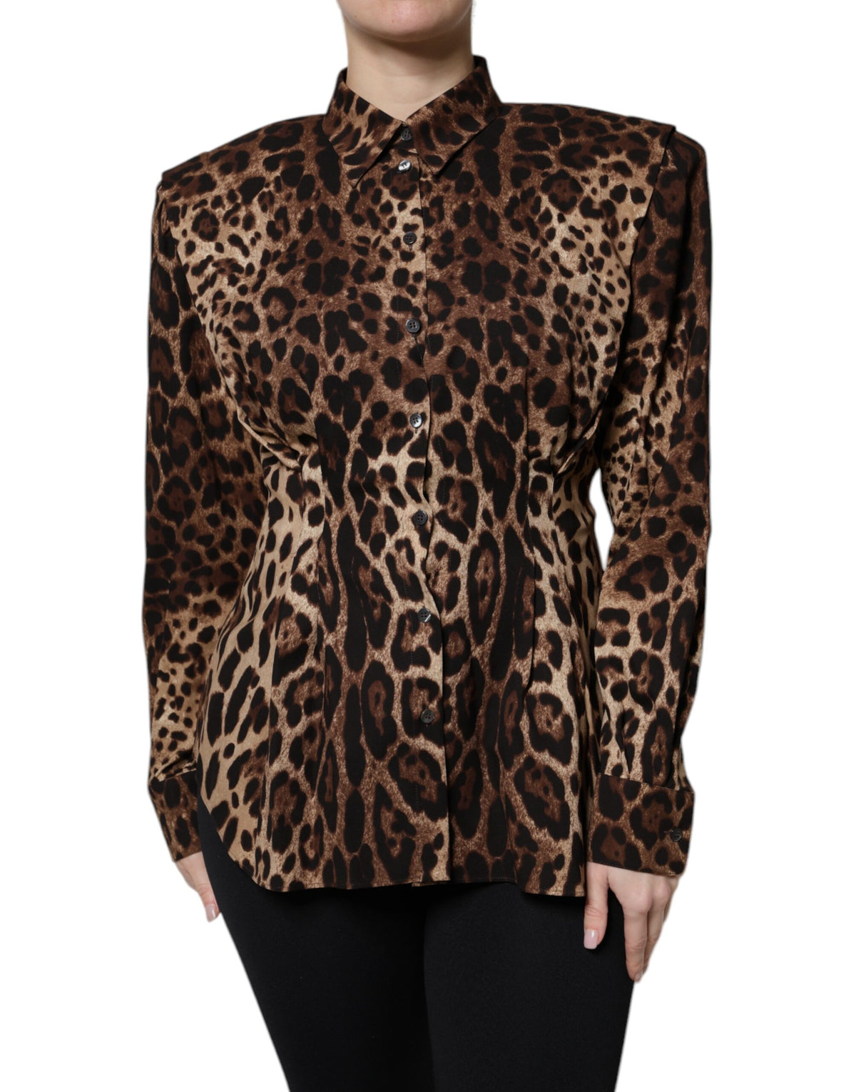 Dolce & Gabbana Brown Leopard Silk Button Down Coat Jacket -   -  Dolce & Gabbana.