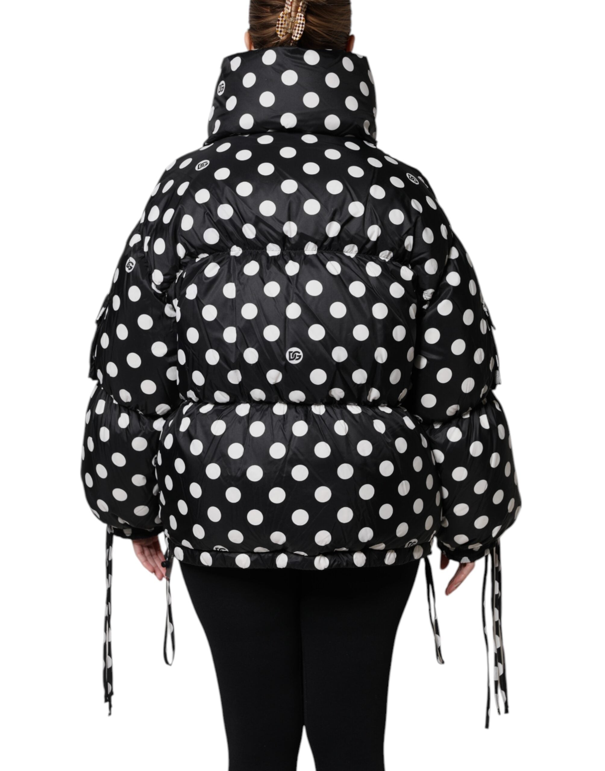 Dolce & Gabbana Black White Polka Dot Full Zip Puffer Jacket -   -  Dolce & Gabbana.