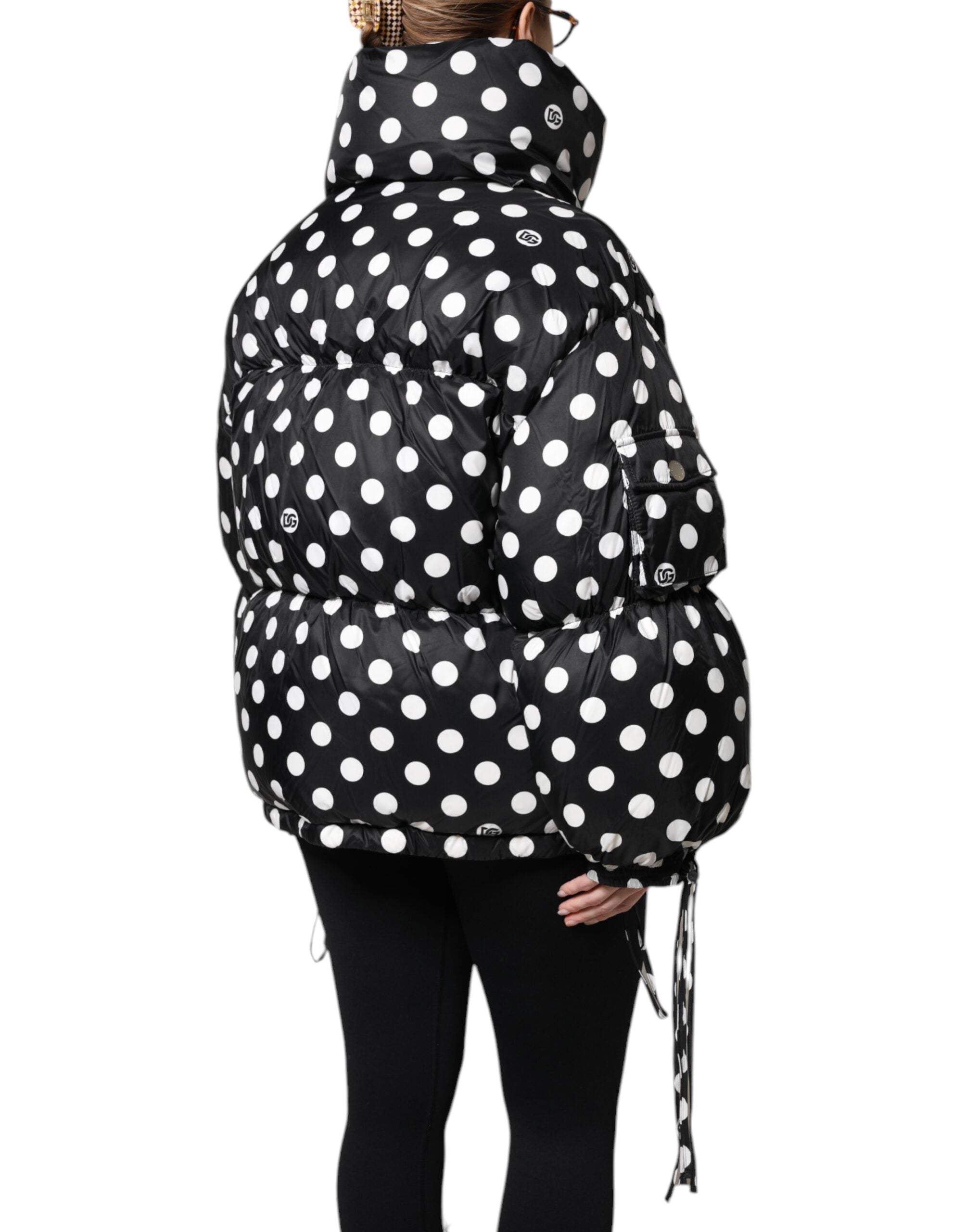 Dolce & Gabbana Black White Polka Dot Full Zip Puffer Jacket -   -  Dolce & Gabbana.
