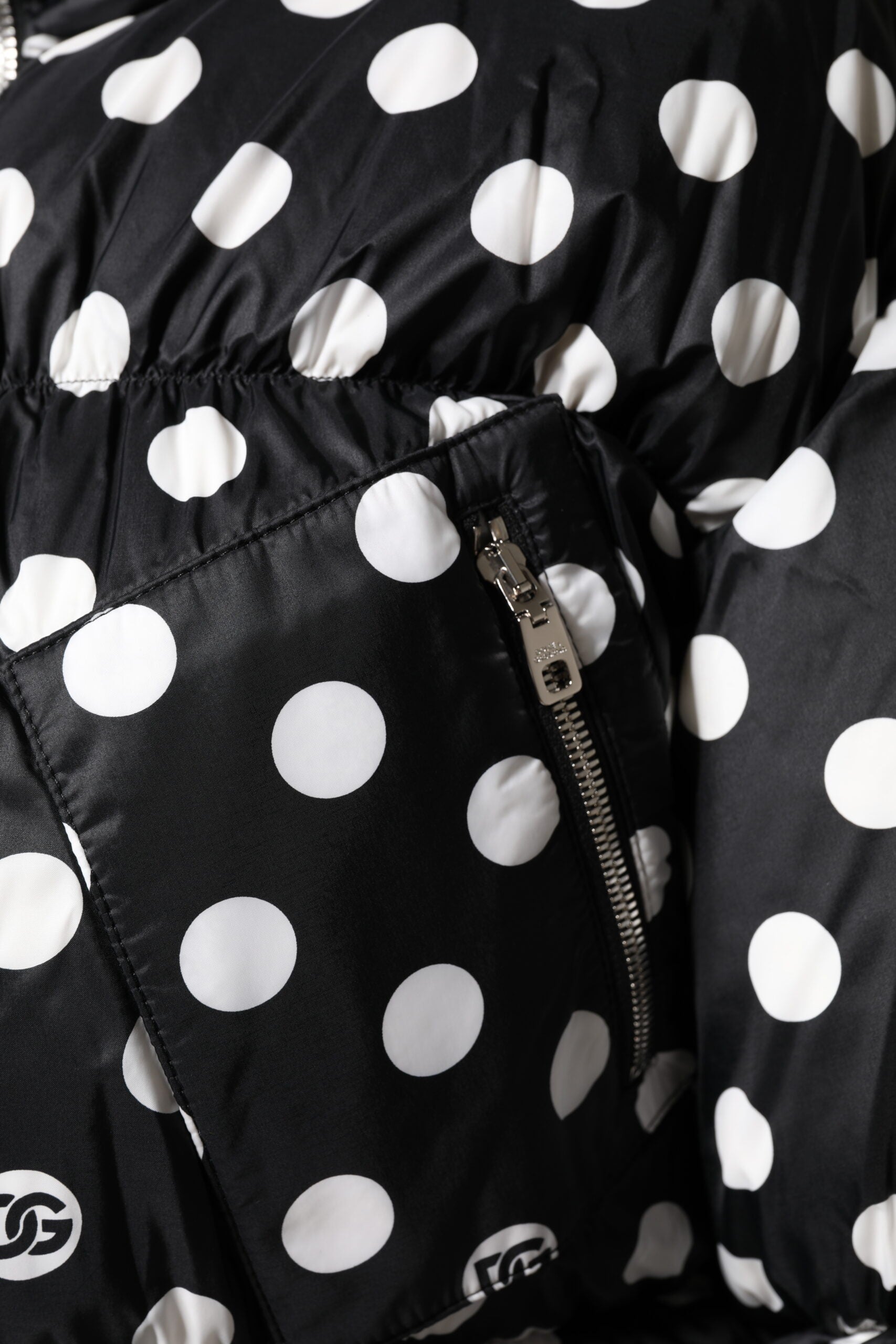 Dolce & Gabbana Black White Polka Dot Full Zip Puffer Jacket -   -  Dolce & Gabbana.
