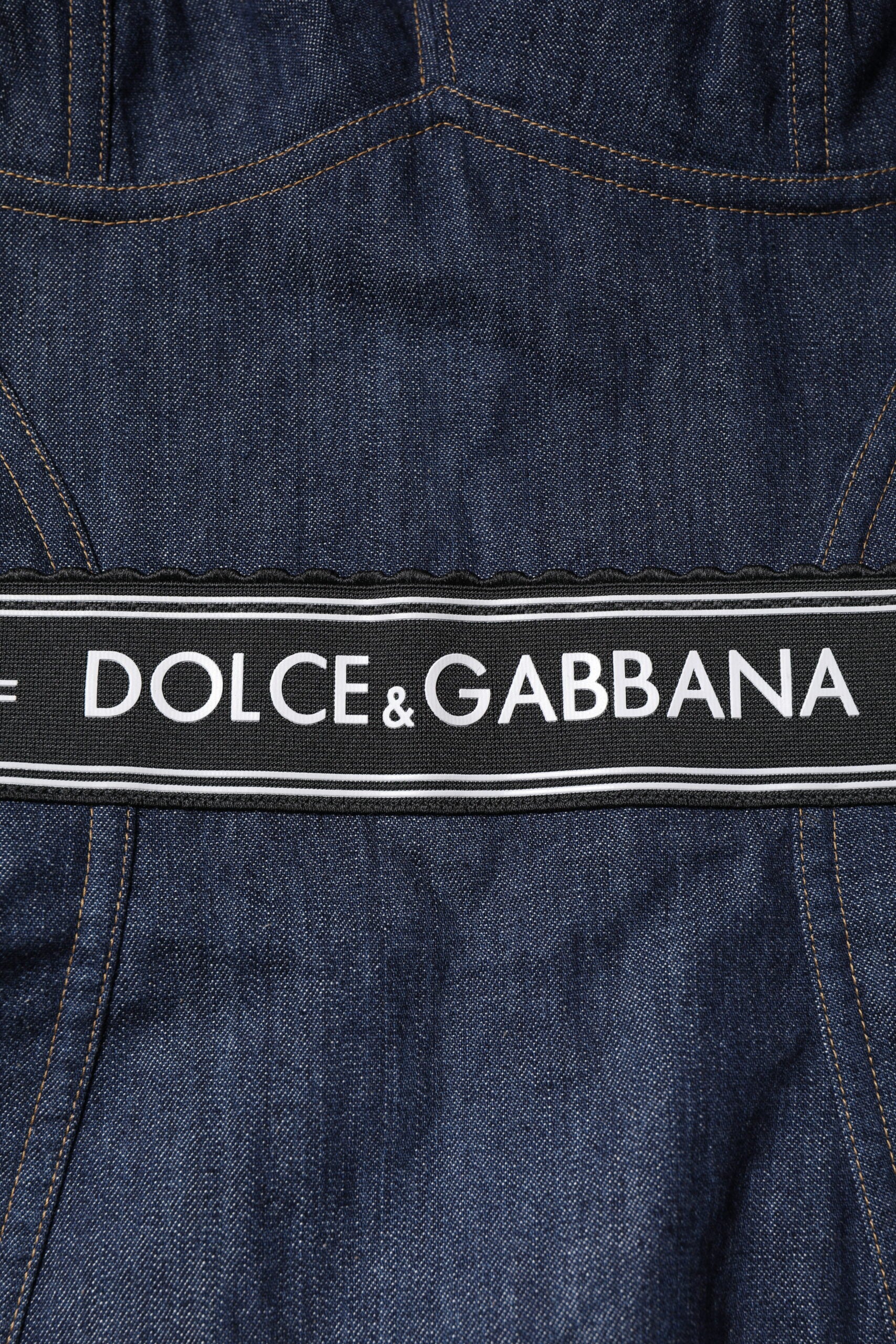 Dolce & Gabbana Blue Cotton Stretch Sleeveless Bodycon Denim Bodysuit -   -  Dolce & Gabbana.