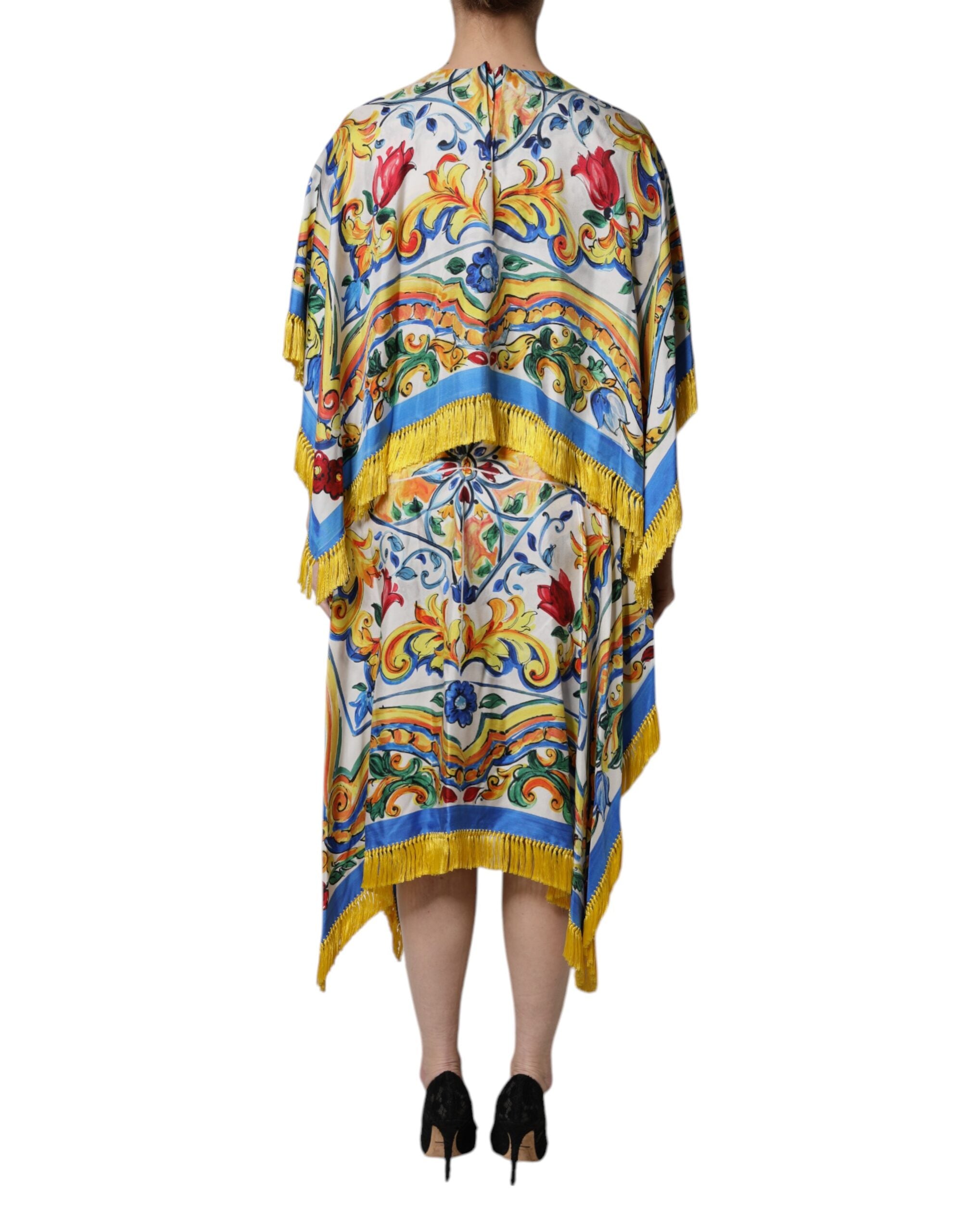 Dolce & Gabbana Multicolor Majolica Kaftan Short Sleeves Maxi Dress -   -  Dolce & Gabbana.