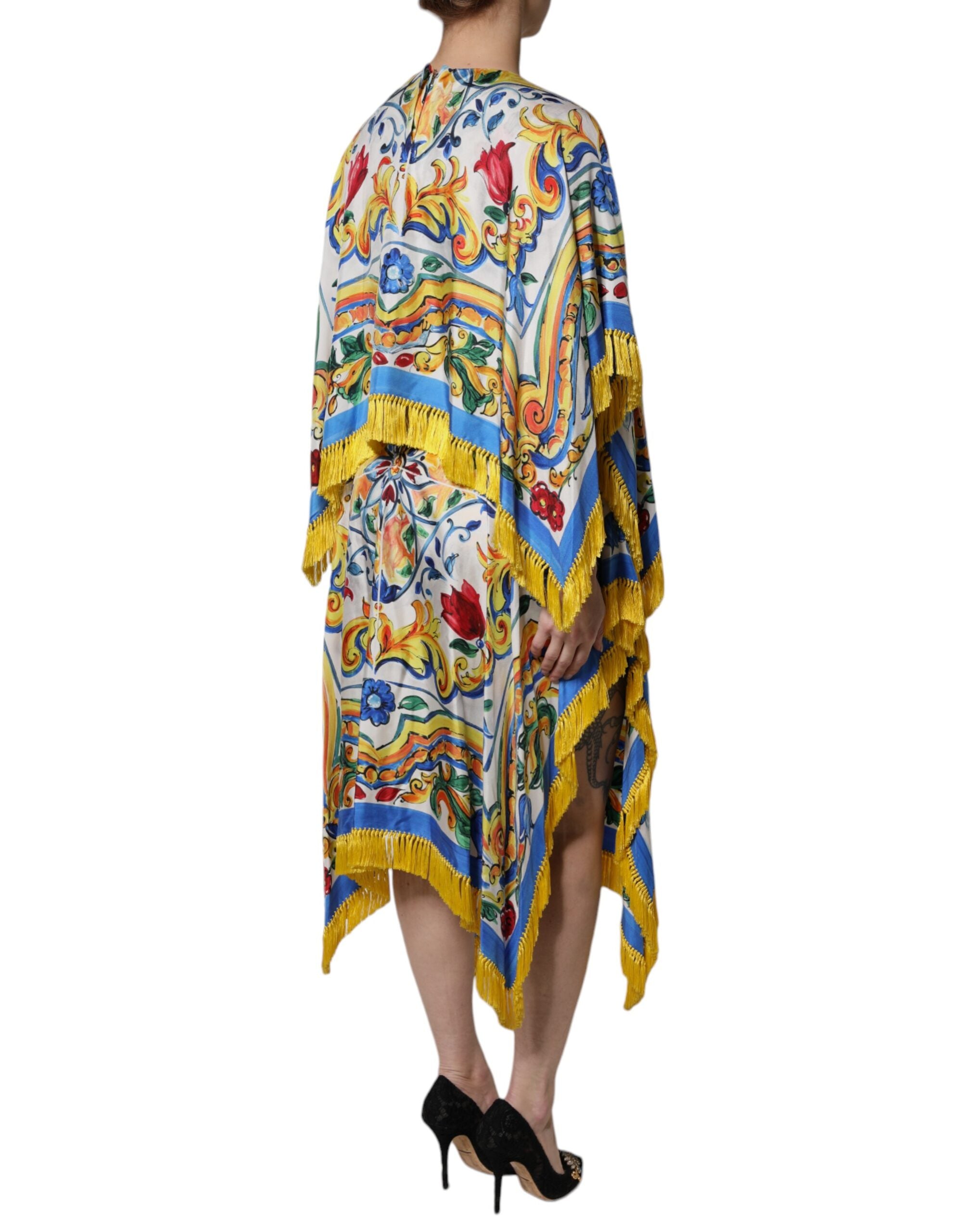 Dolce & Gabbana Multicolor Majolica Kaftan Short Sleeves Maxi Dress -   -  Dolce & Gabbana.