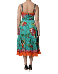 Dolce & Gabbana Multicolor Printed Silk Sleeveless Midi Dress -   -  Dolce & Gabbana.