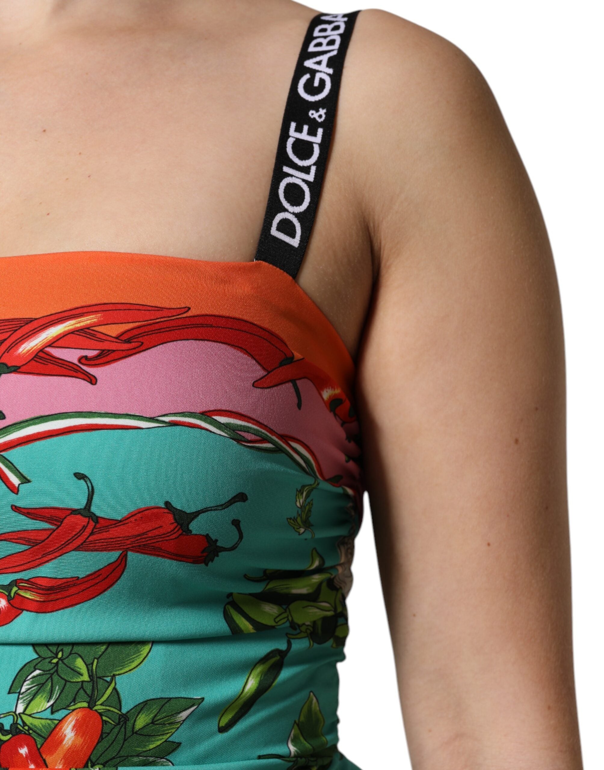 Dolce & Gabbana Multicolor Printed Silk Sleeveless Midi Dress -   -  Dolce & Gabbana.
