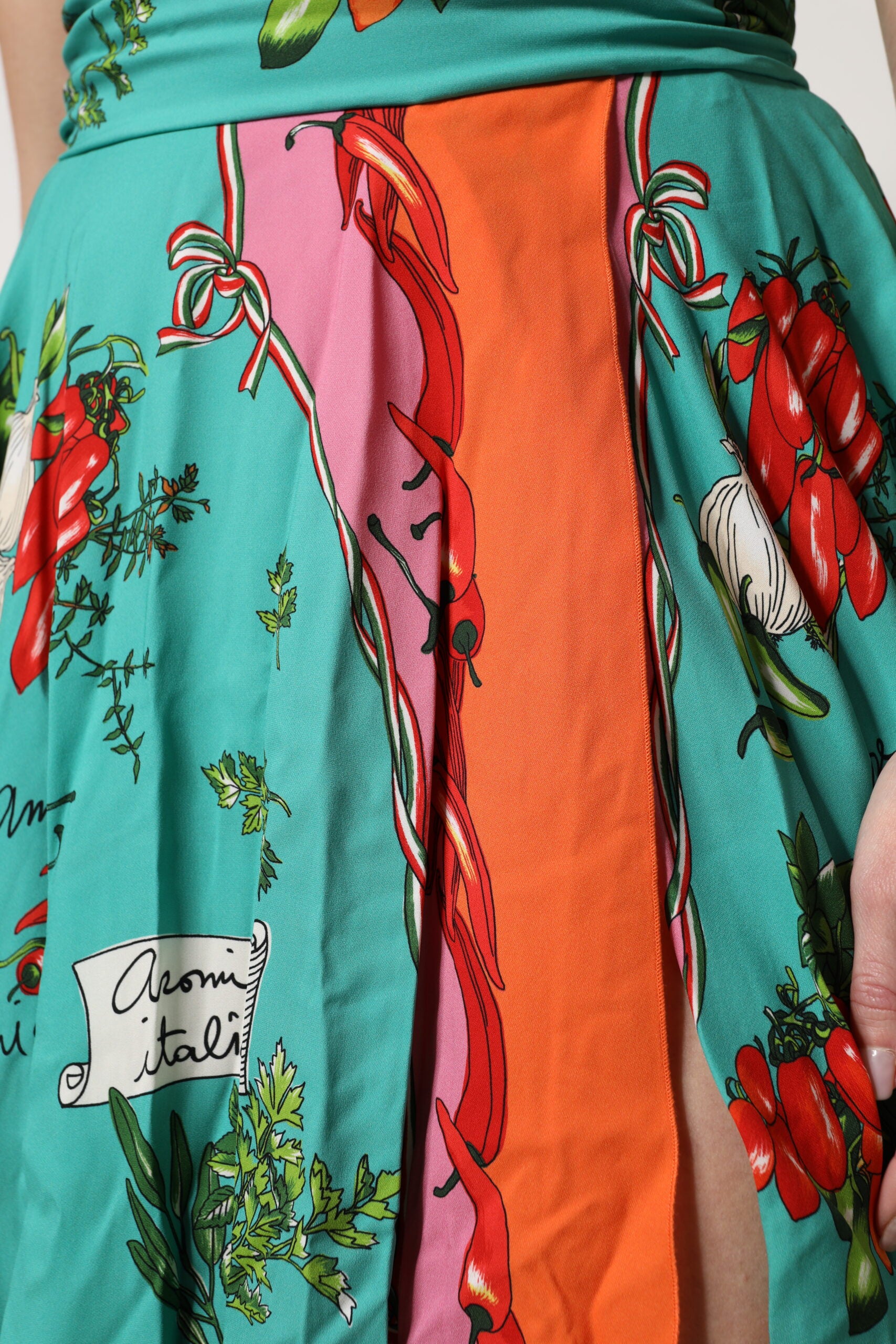 Dolce & Gabbana Multicolor Printed Silk Sleeveless Midi Dress -   -  Dolce & Gabbana.