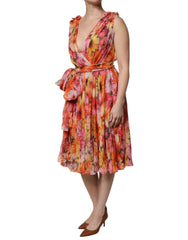 Dolce & Gabbana Multicolor Floral Silk V-neck Chiffon Dress -   -  Dolce & Gabbana.