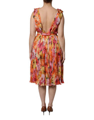 Dolce & Gabbana Multicolor Floral Silk V-neck Chiffon Dress -   -  Dolce & Gabbana.