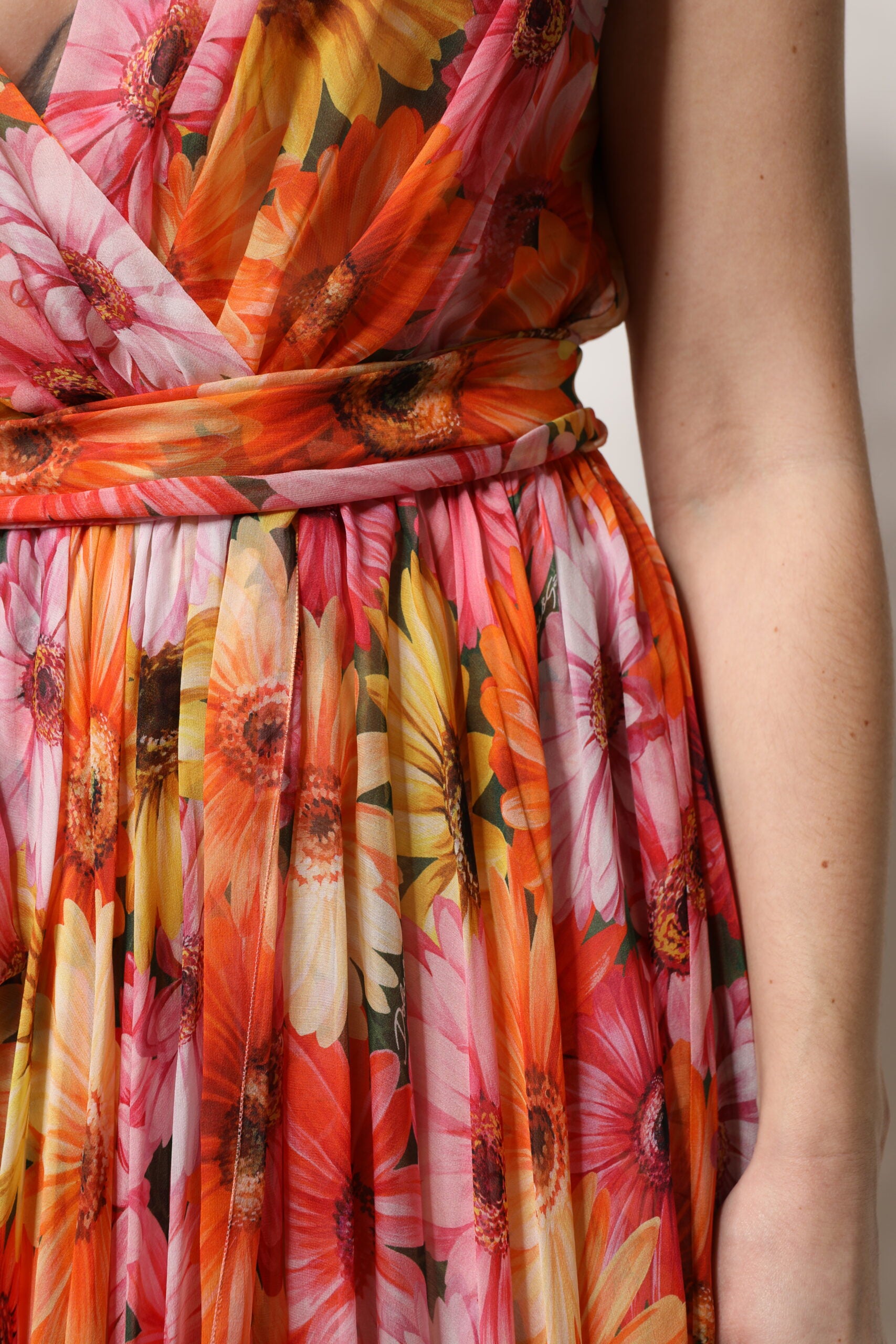Dolce & Gabbana Multicolor Floral Silk V-neck Chiffon Dress -   -  Dolce & Gabbana.