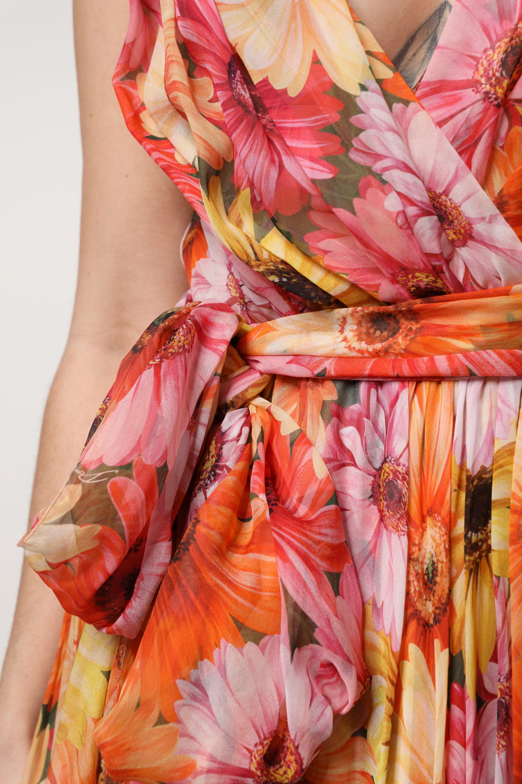Dolce & Gabbana Multicolor Floral Silk V-neck Chiffon Dress -   -  Dolce & Gabbana.