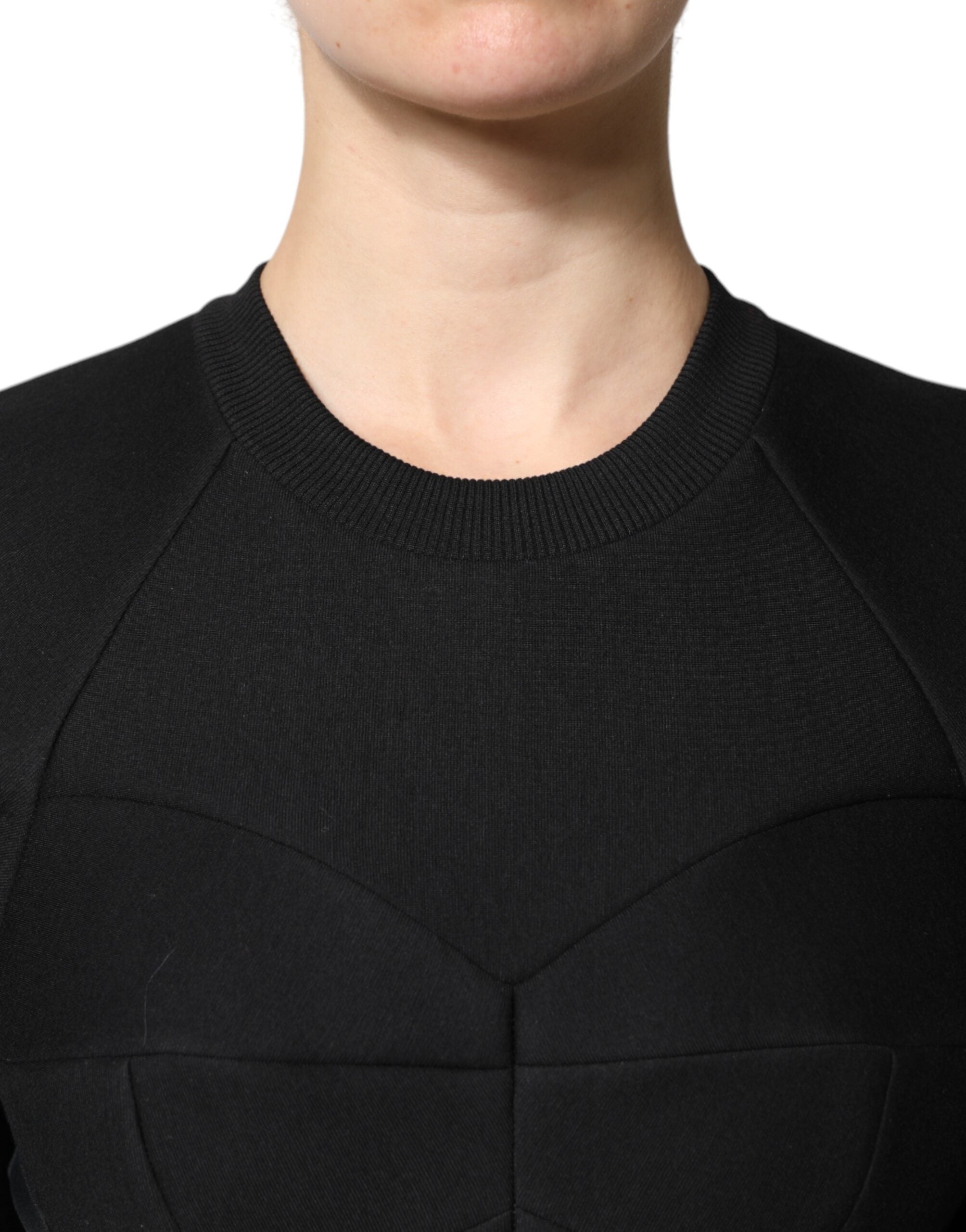 Dolce & Gabbana Black Cotton Long Sleeves A-line Mini Dress -   -  Dolce & Gabbana.