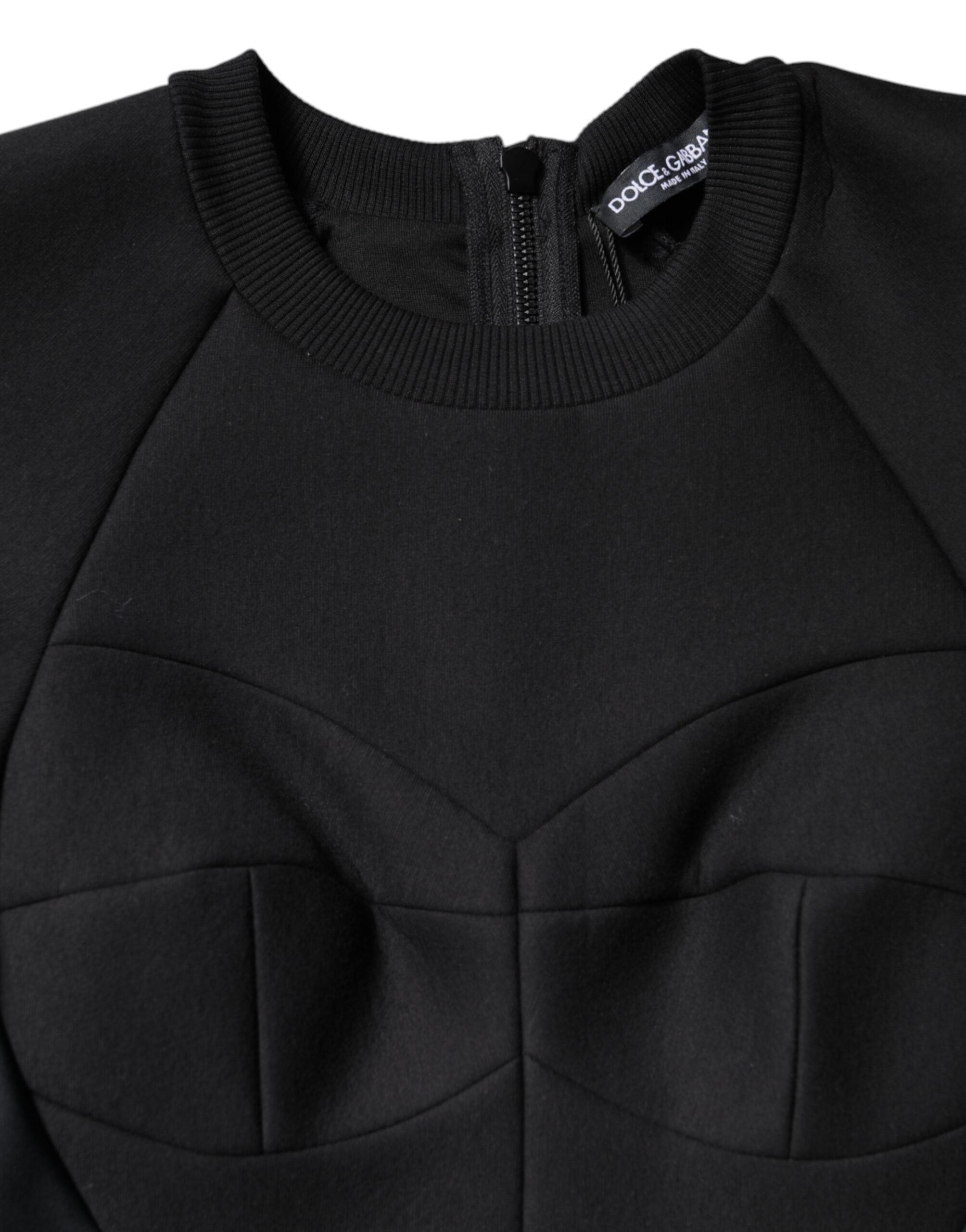 Dolce & Gabbana Black Cotton Long Sleeves A-line Mini Dress -   -  Dolce & Gabbana.