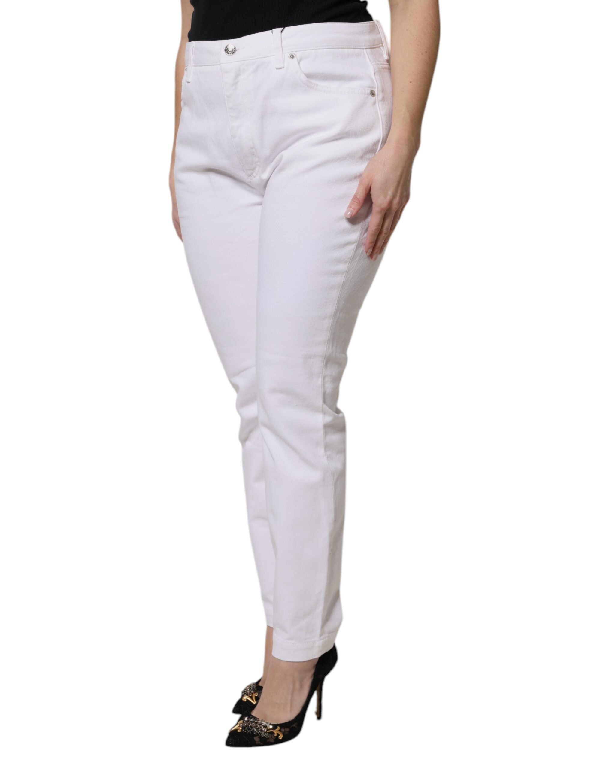 Dolce & Gabbana White Cotton Mid Waist Skinny Denim Jeans -   -  Dolce & Gabbana.