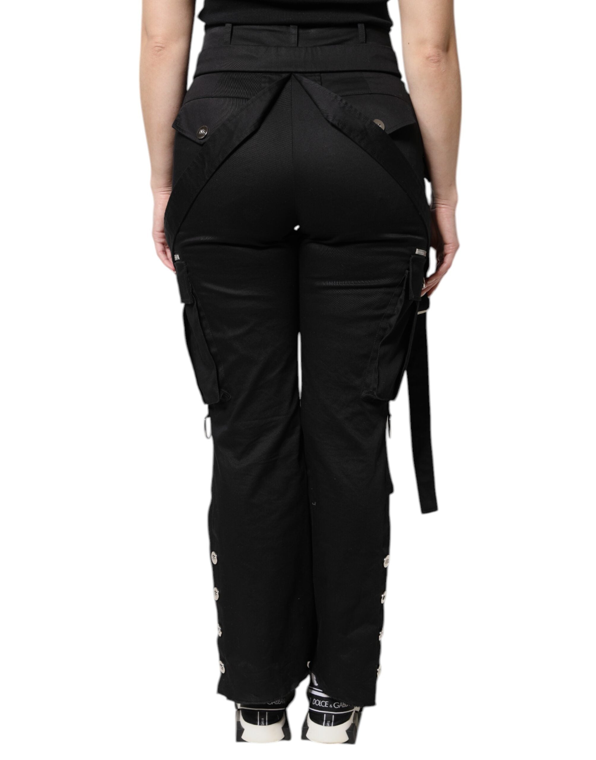 Dolce & Gabbana Black Cotton High Waist Cargo Pants -   -  Dolce & Gabbana.