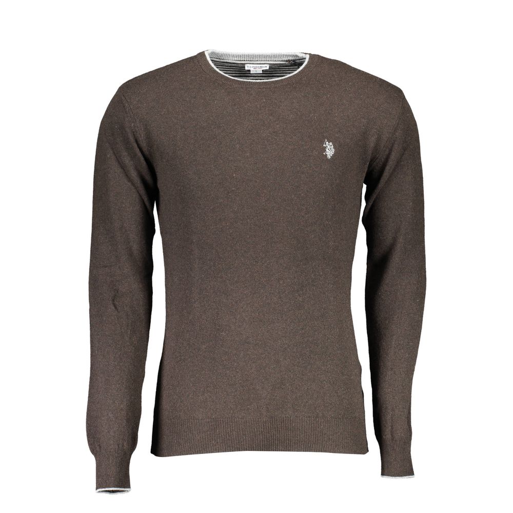 U.S. POLO ASSN. Brown Wool Men Sweater -   -  U.S. POLO ASSN..