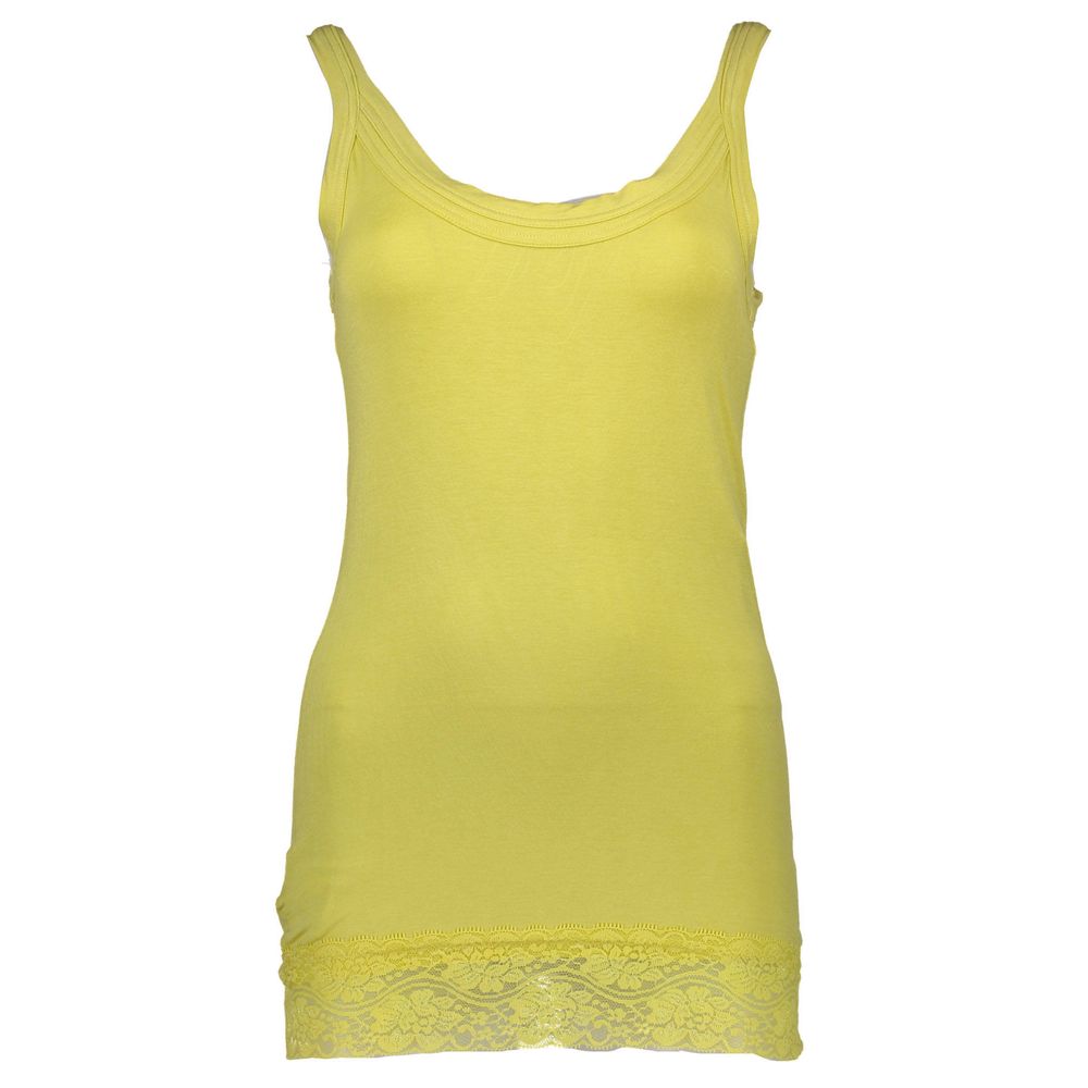 Silvian Heach Yellow Cotton Womens Tank with Lace Detail -   -  Silvian Heach.