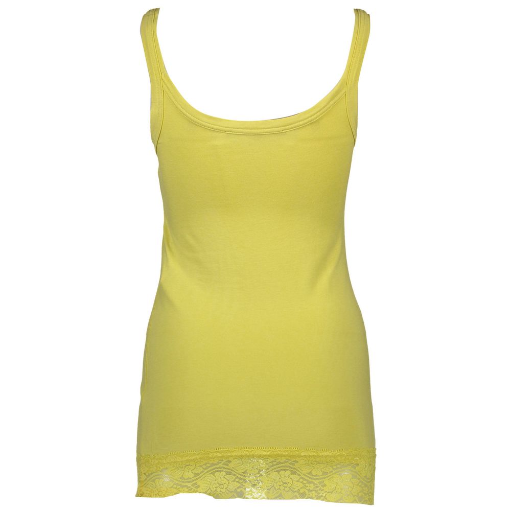 Silvian Heach Yellow Cotton Womens Tank with Lace Detail -   -  Silvian Heach.