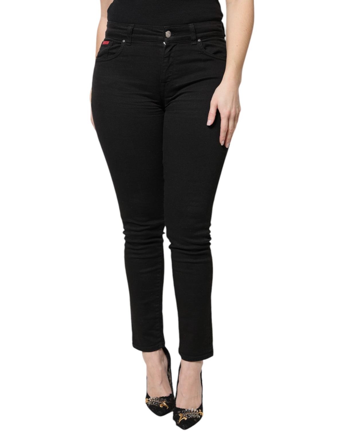 Dolce & Gabbana Black Cotton High Waist Skinny Denim Jeans -   -  Dolce & Gabbana.