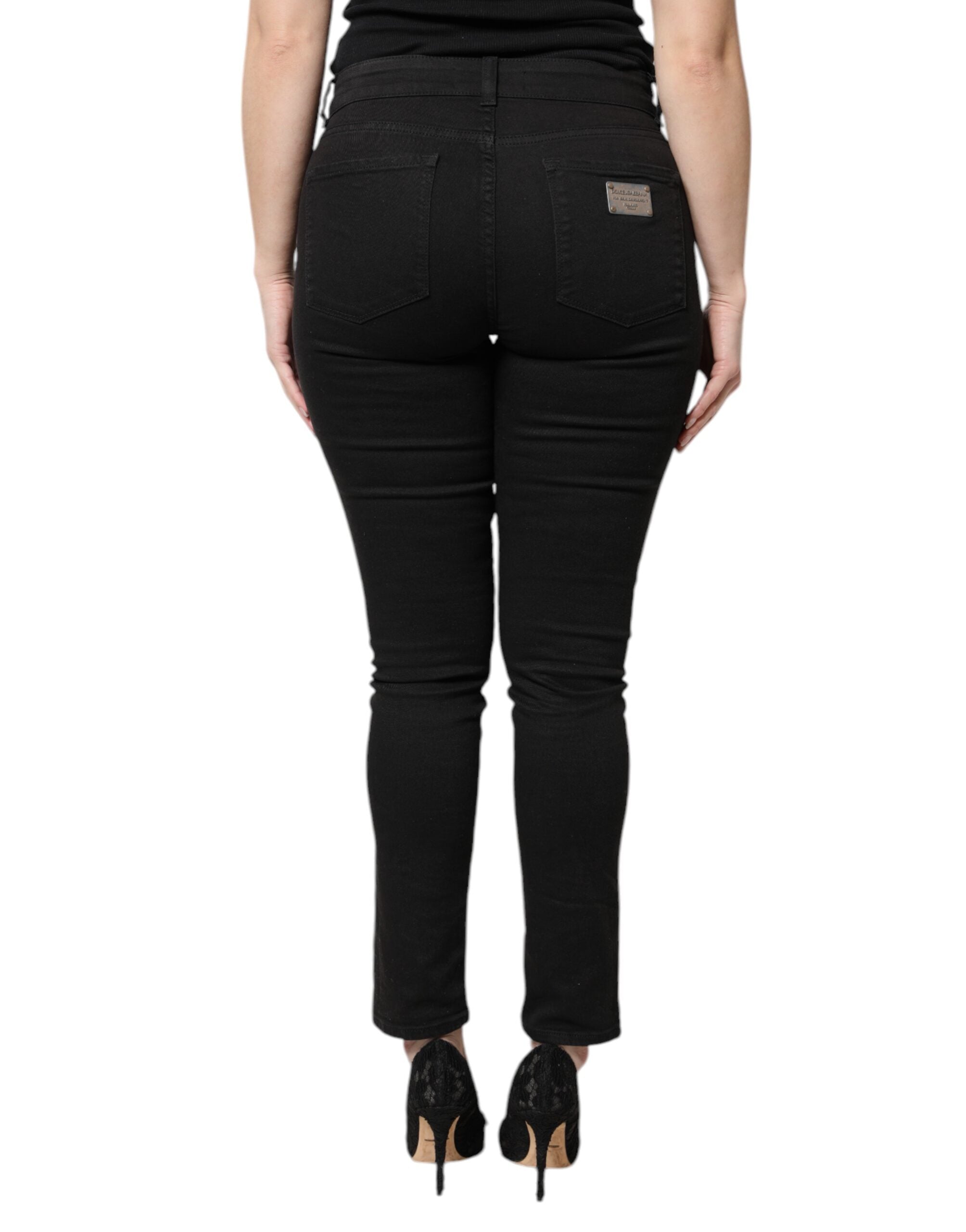 Dolce & Gabbana Black Cotton High Waist Skinny Denim Jeans -   -  Dolce & Gabbana.