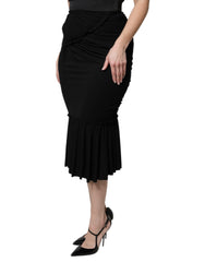 Dolce & Gabbana Black Mermaid Cut High Waist Midi Skirt -   -  Dolce & Gabbana.
