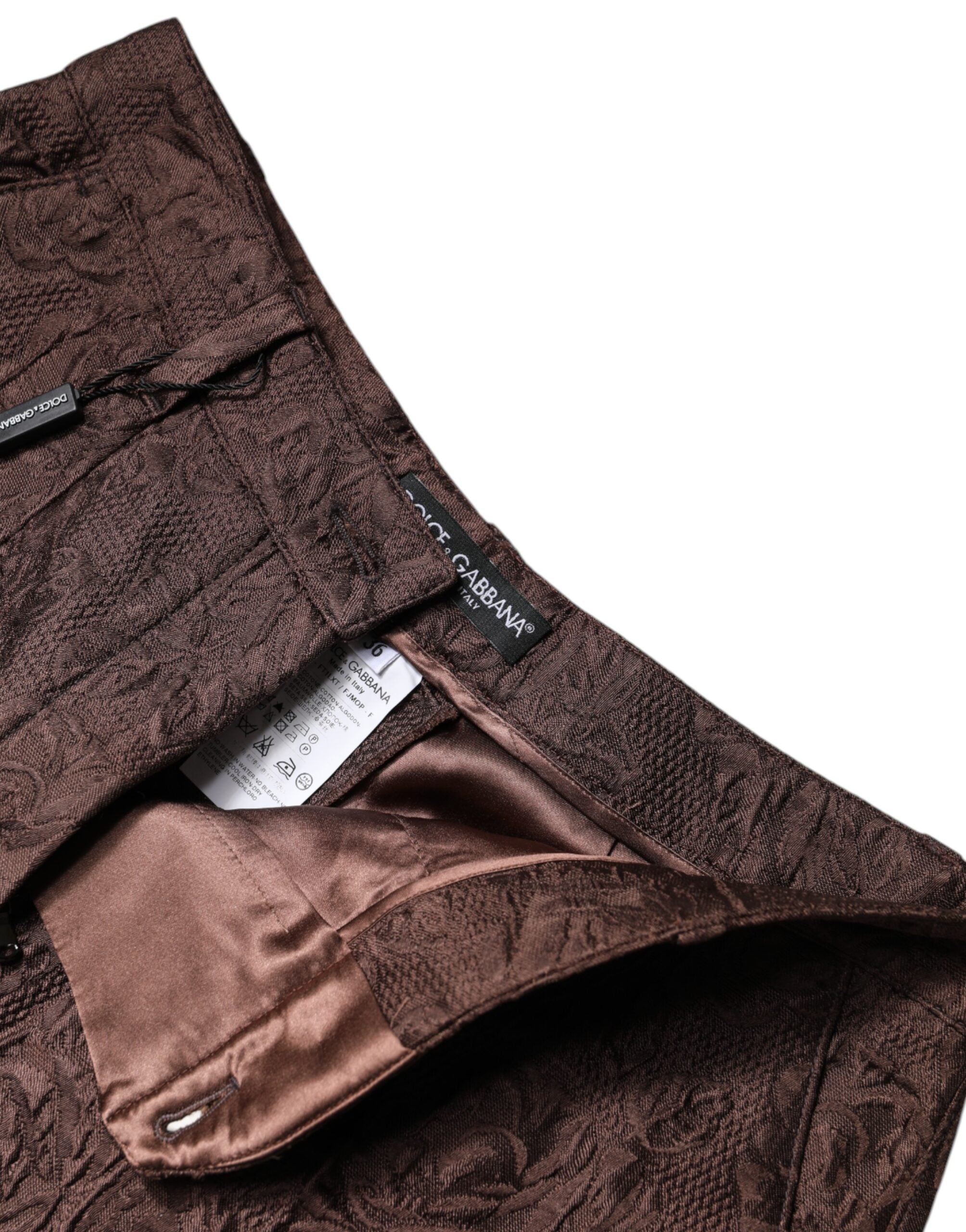 Dolce & Gabbana Brown Floral Brocade Mid Waist Mini Short -   -  Dolce & Gabbana.