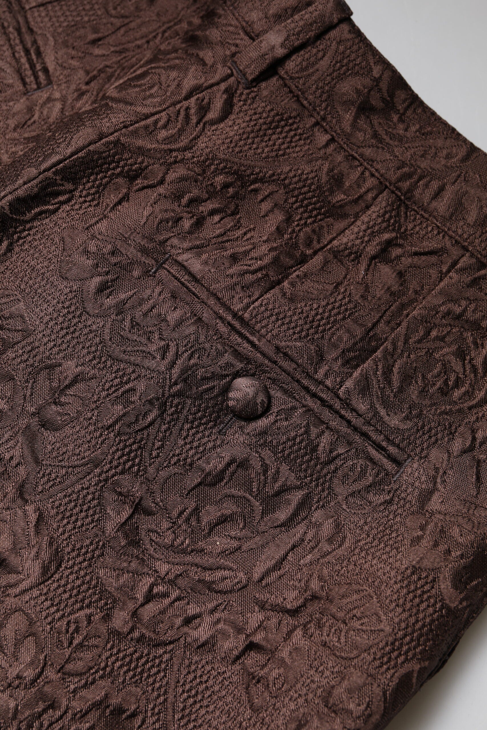 Dolce & Gabbana Brown Floral Brocade Mid Waist Mini Short -   -  Dolce & Gabbana.