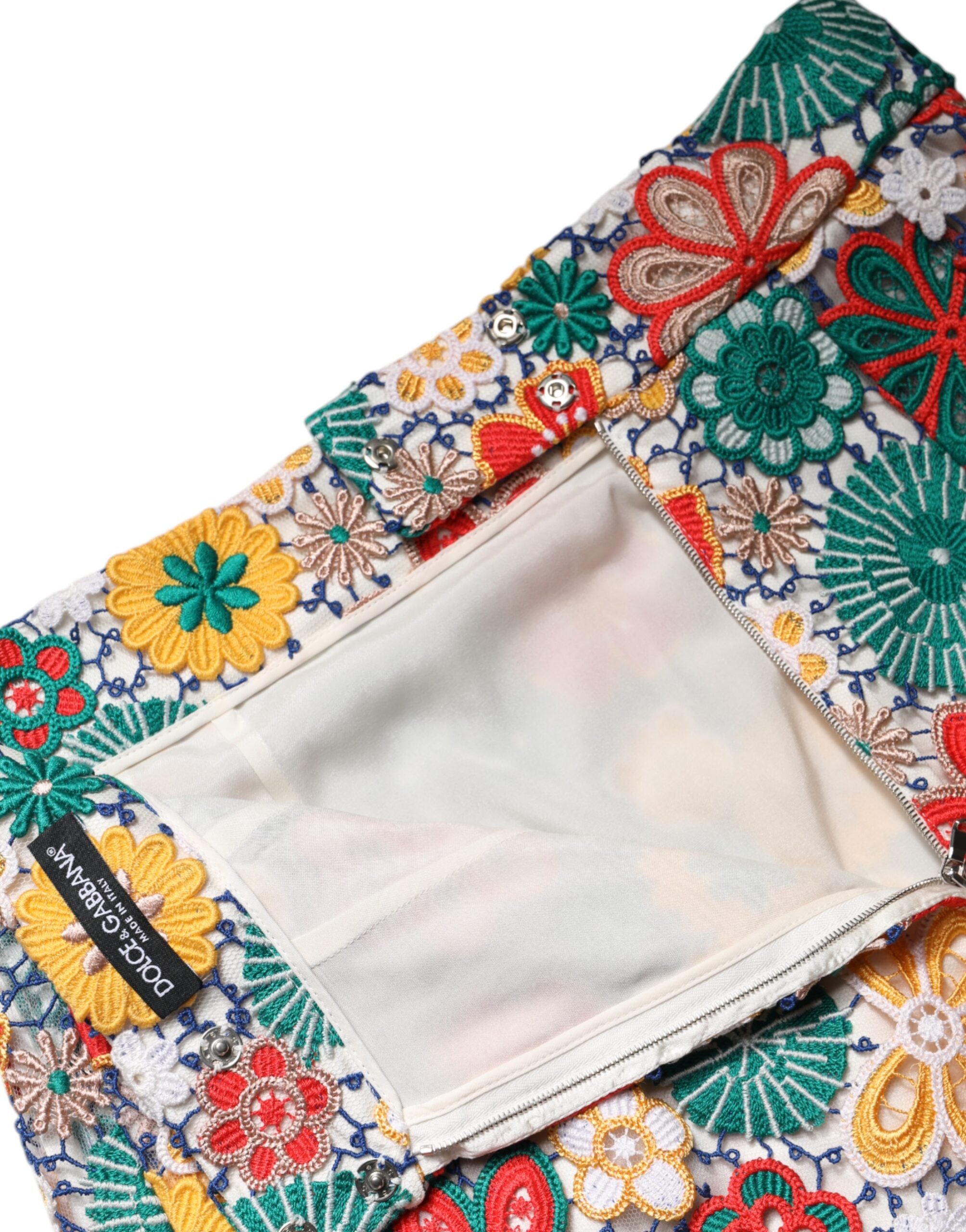 Dolce & Gabbana Multicolor Floral Lace High Waist Mini Skirt -   -  Dolce & Gabbana.