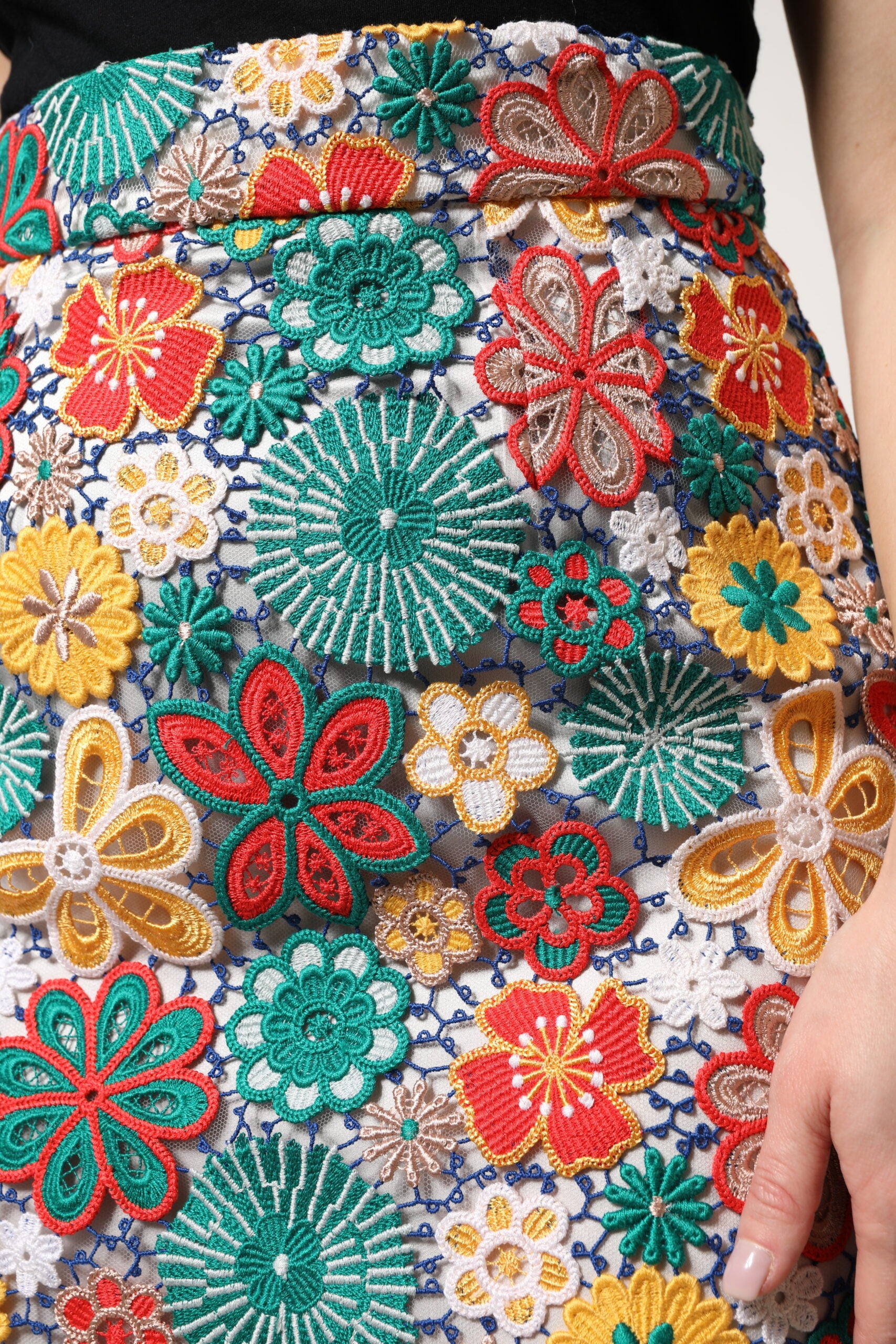 Dolce & Gabbana Multicolor Floral Lace High Waist Mini Skirt -   -  Dolce & Gabbana.