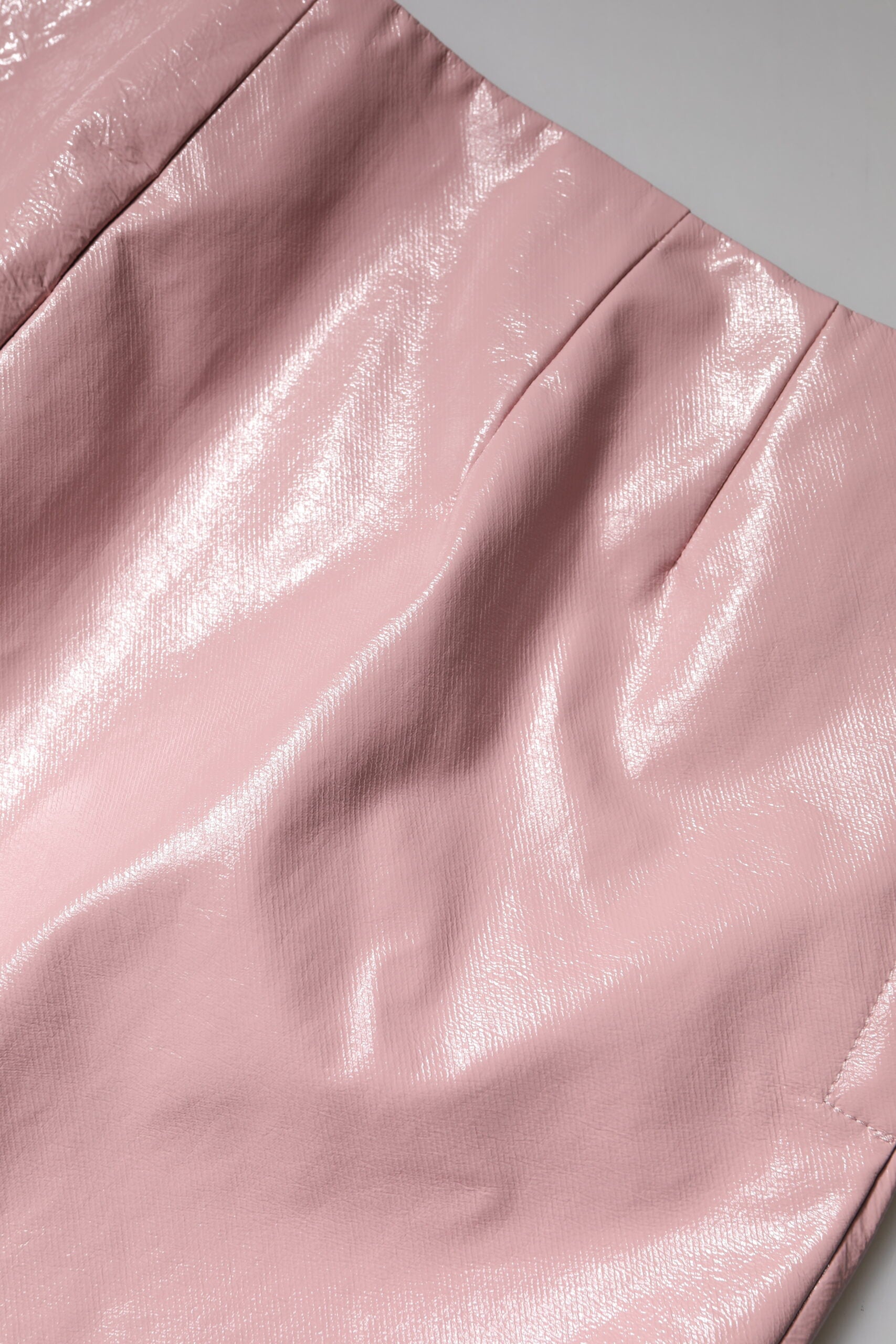 Dolce & Gabbana Glossy Pink Cotton High Waist Mini Skirt -   -  Dolce & Gabbana.