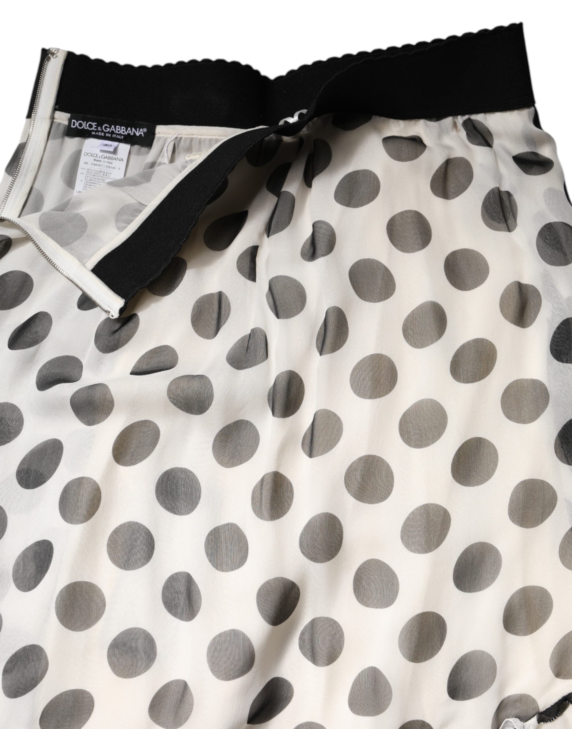 Dolce & Gabbana White Black Polka Dots Knee Length Skirt -   -  Dolce & Gabbana.