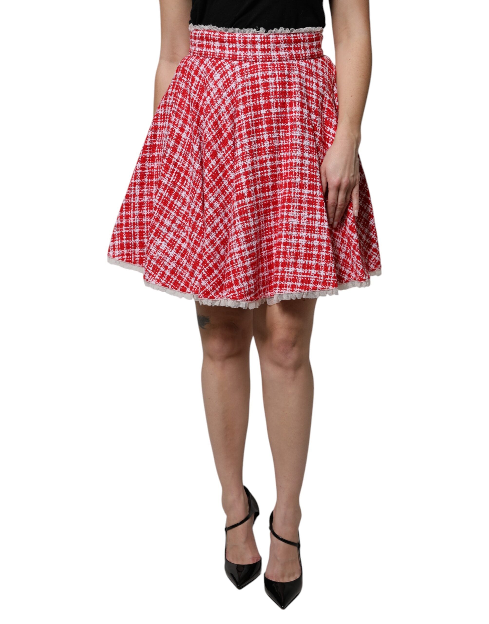 Dolce & Gabbana Red White High Waist A-line Above Knee Skirt -   -  Dolce & Gabbana.