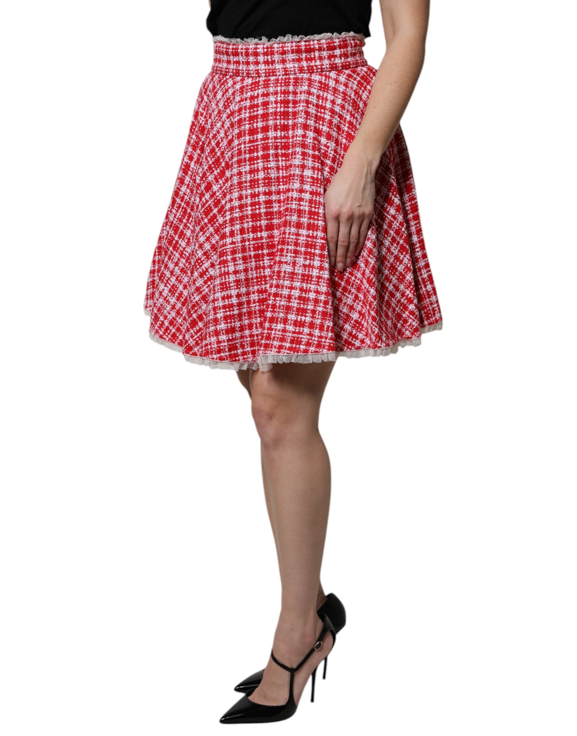 Dolce & Gabbana Red White High Waist A-line Above Knee Skirt -   -  Dolce & Gabbana.