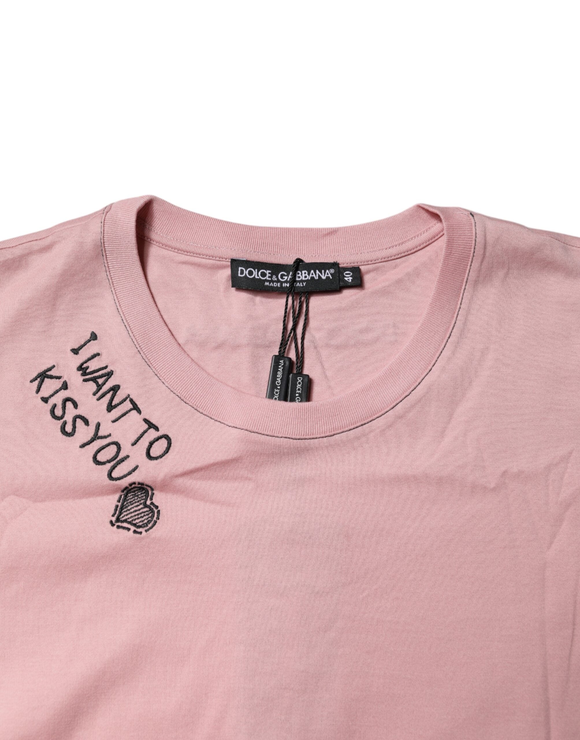 Dolce & Gabbana Pink Logo Print Cotton Crew Neck T-shirt -   -  Dolce & Gabbana.