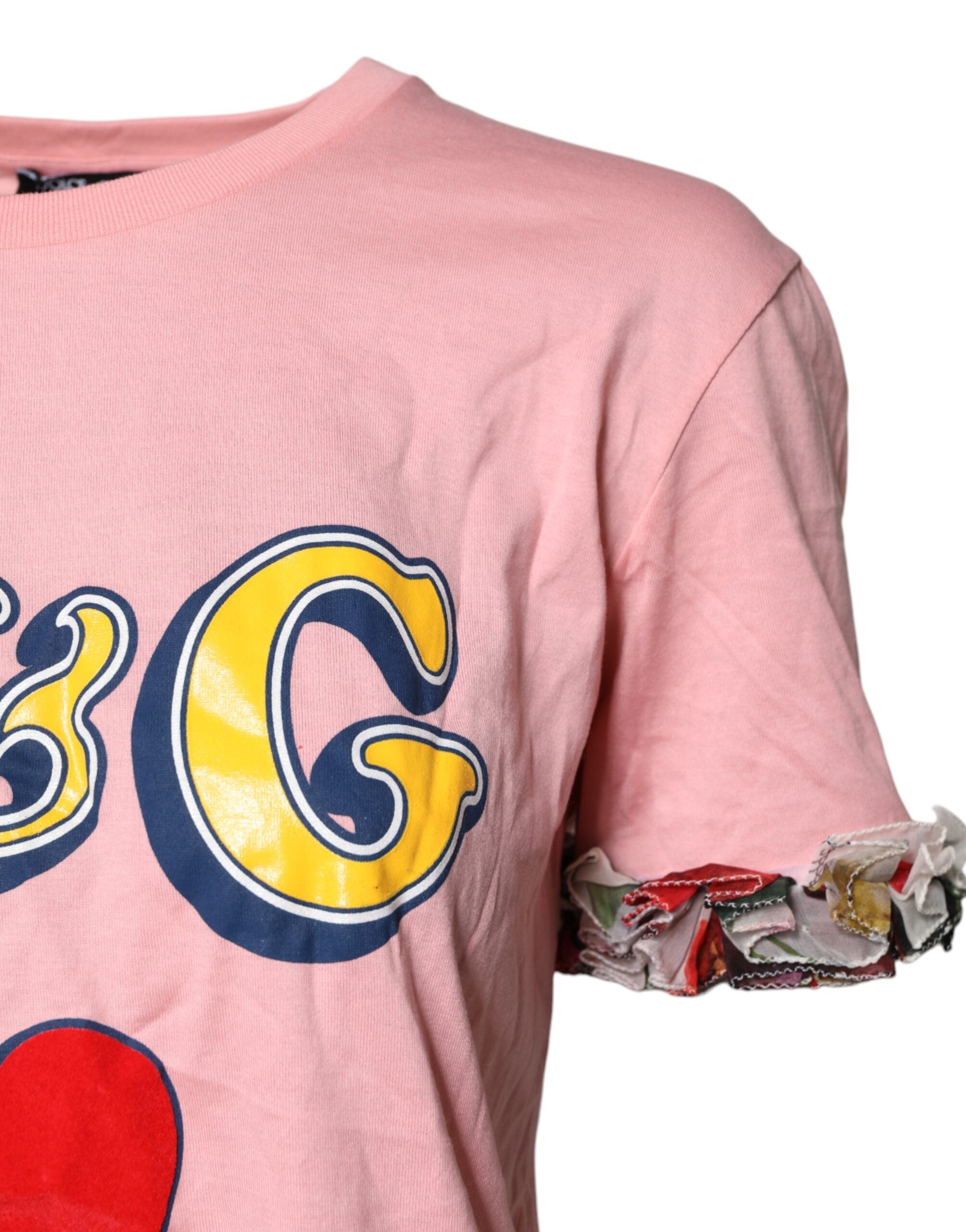 Dolce & Gabbana Pink Logo Print Cotton Crew Neck Tee T-shirt -   -  Dolce & Gabbana.