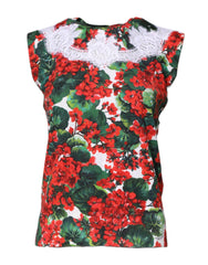 Dolce & Gabbana Multicolor Floral Lace Sleeveless Tank Top -   -  Dolce & Gabbana.