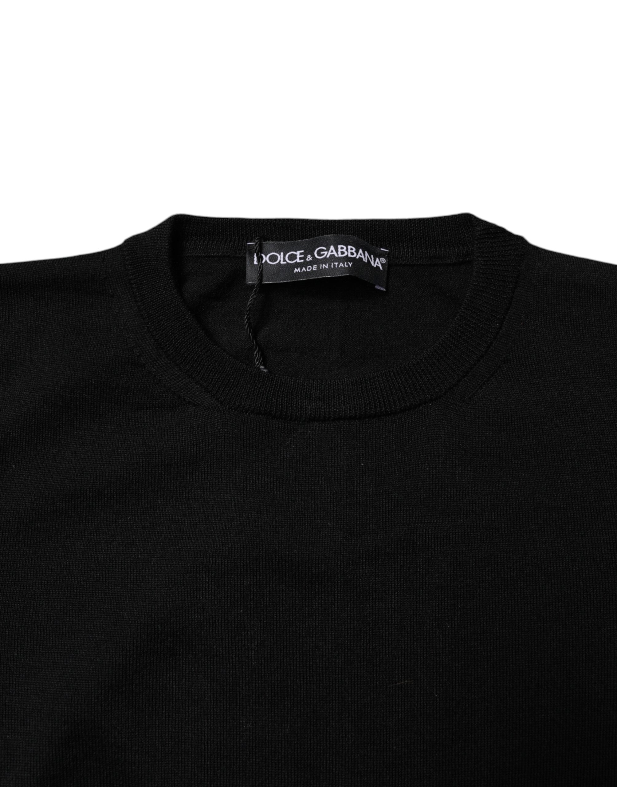 Dolce & Gabbana Black Wool Knit Crew Neck Pullover Sweater -   -  Dolce & Gabbana.