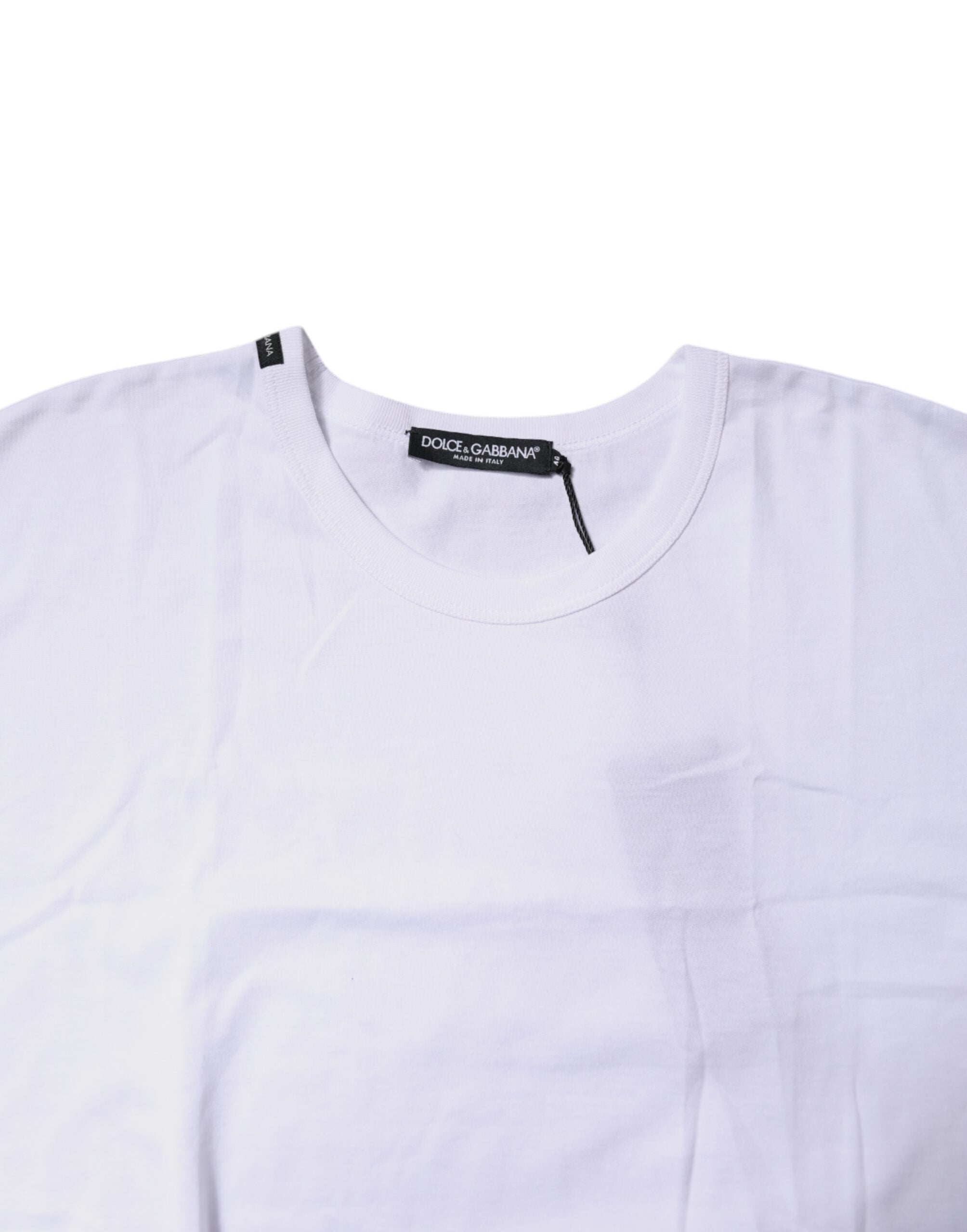 Dolce & Gabbana White Cotton Crew Neck Cropped T-shirt Top -   -  Dolce & Gabbana.