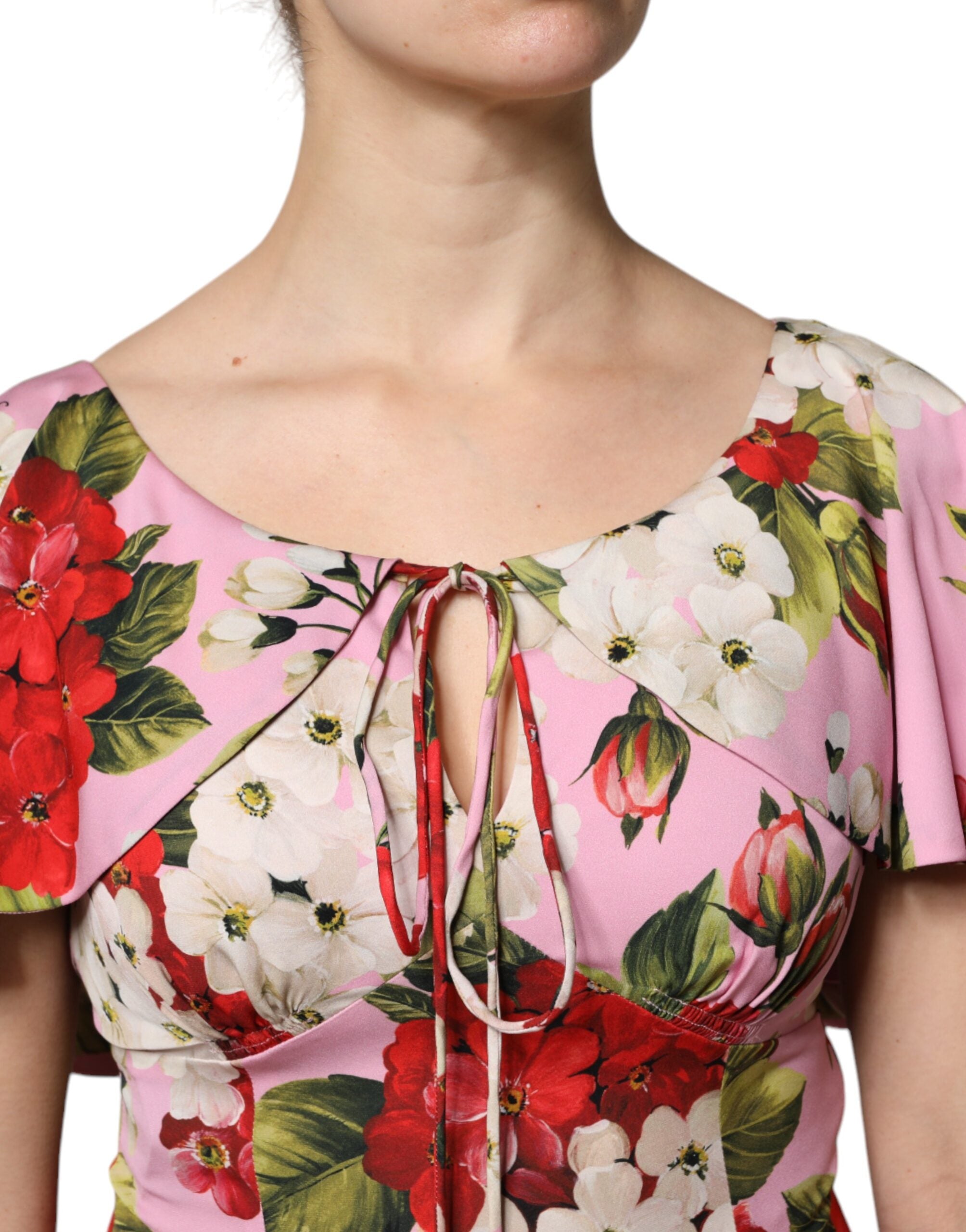 Dolce & Gabbana Pink Floral Silk Short Sleeves Blouse Top -   -  Dolce & Gabbana.