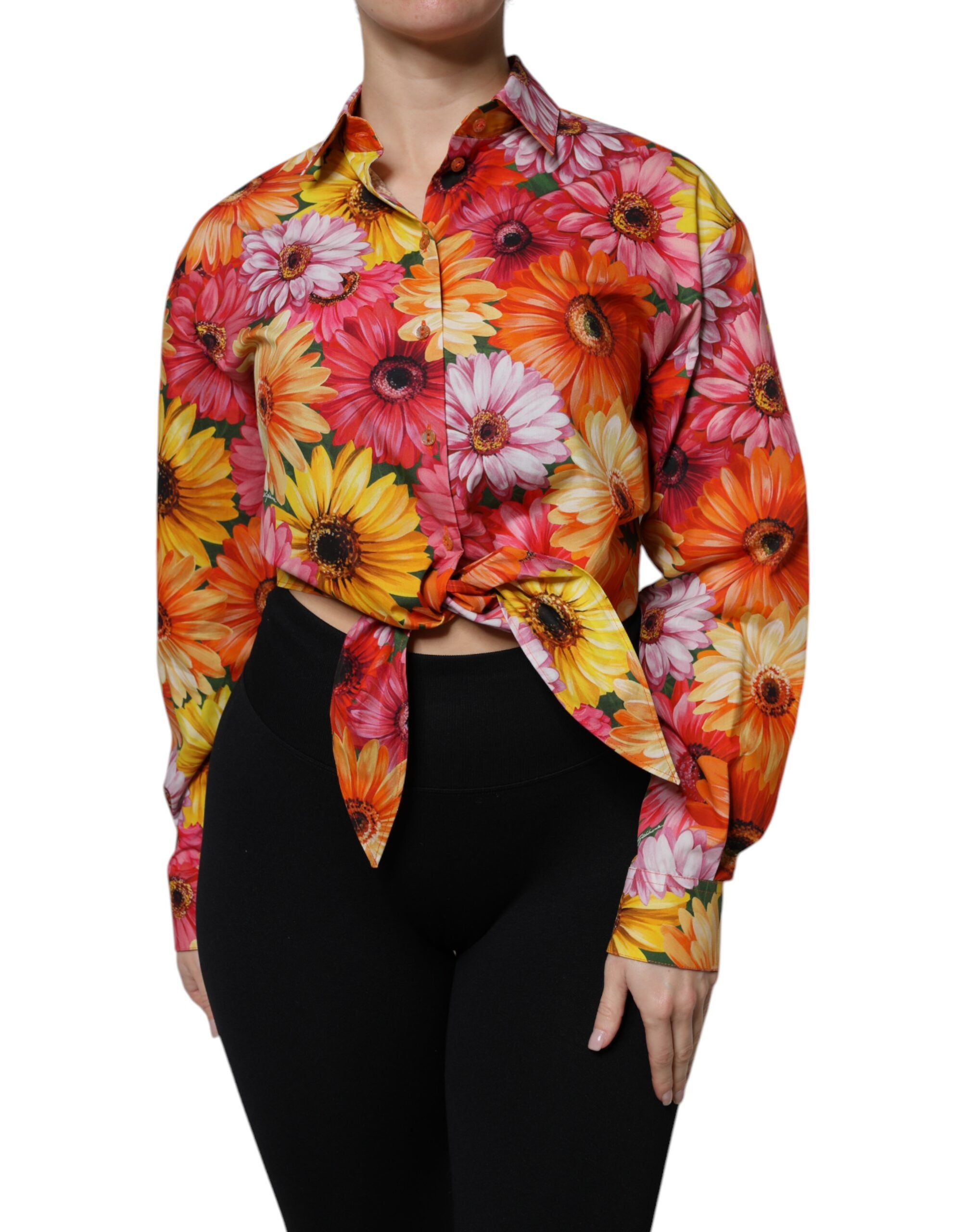 Dolce & Gabbana Multicolor Floral Cotton Cropped Blouse Top -   -  Dolce & Gabbana.