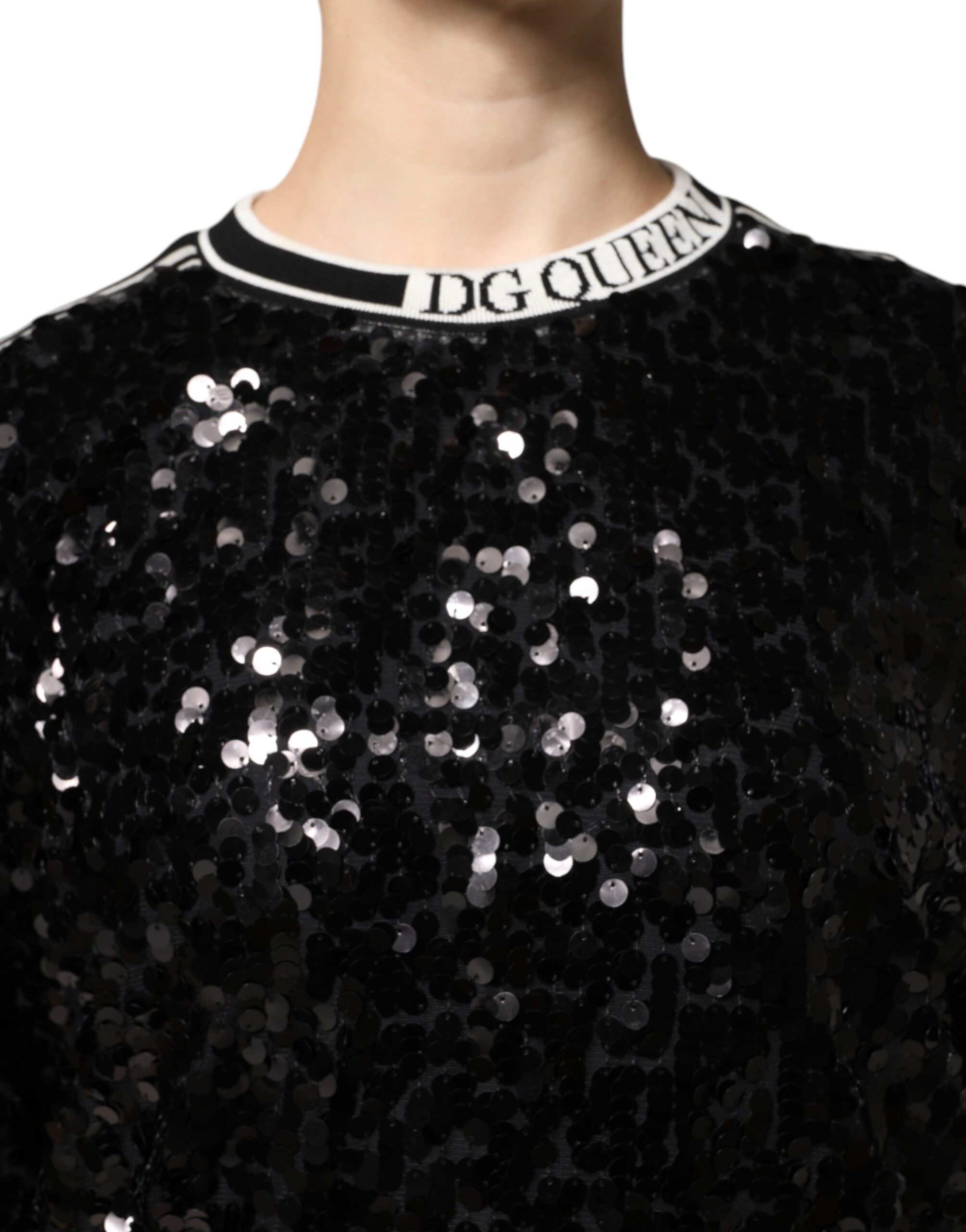 Dolce & Gabbana Black DG Queen Sequin Pullover Sweater -   -  Dolce & Gabbana.