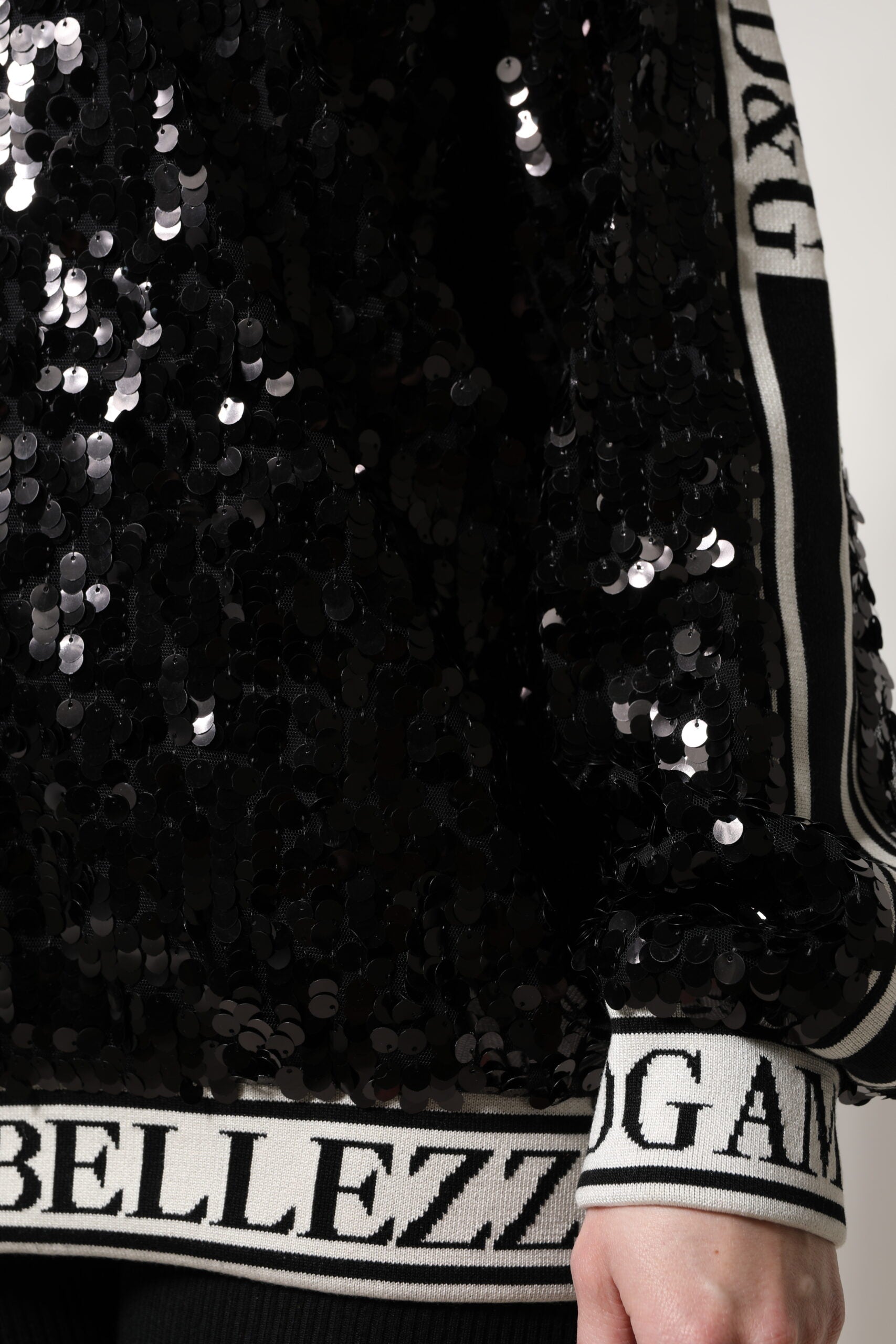 Dolce & Gabbana Black DG Queen Sequin Pullover Sweater -   -  Dolce & Gabbana.