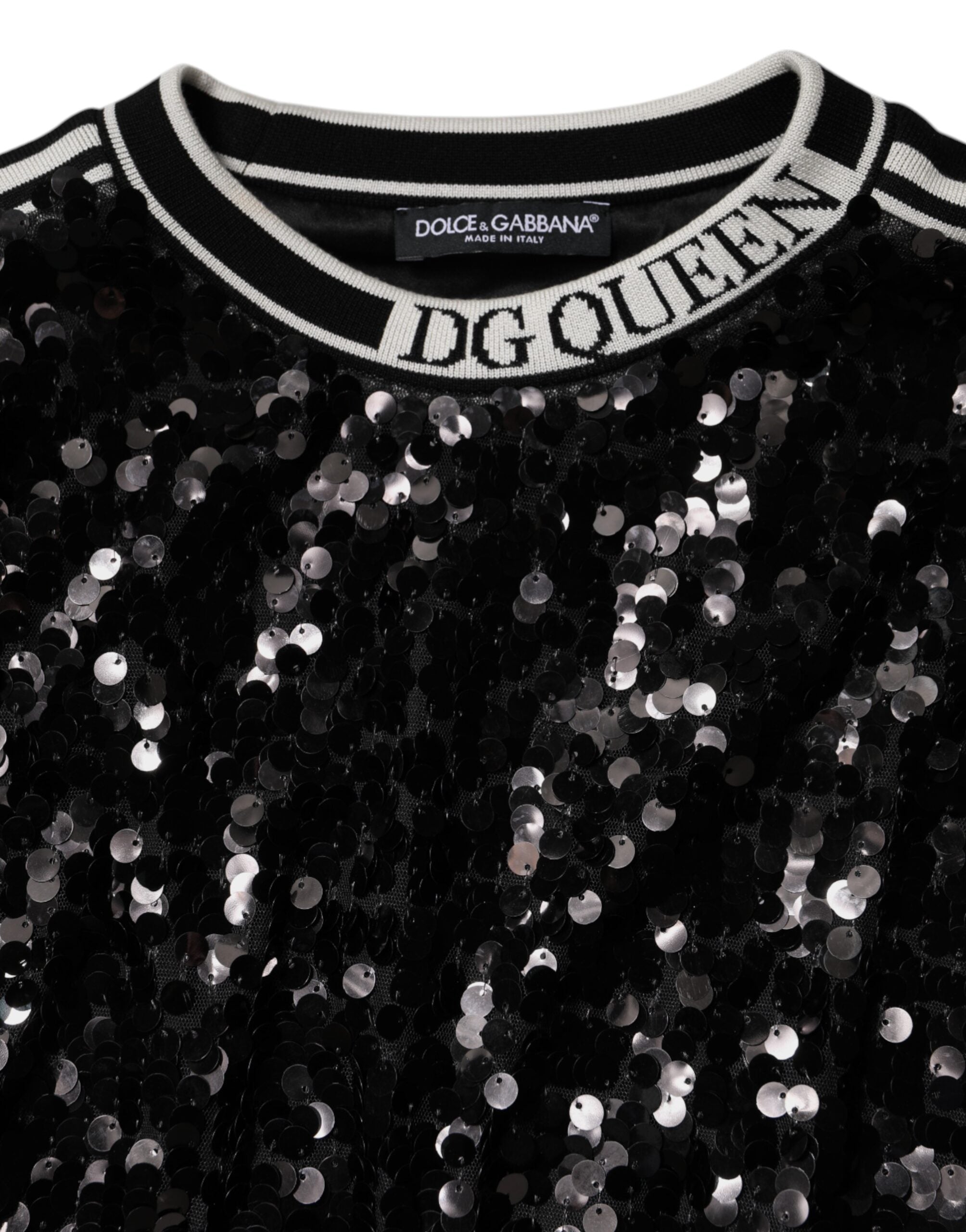 Dolce & Gabbana Black DG Queen Sequin Pullover Sweater -   -  Dolce & Gabbana.
