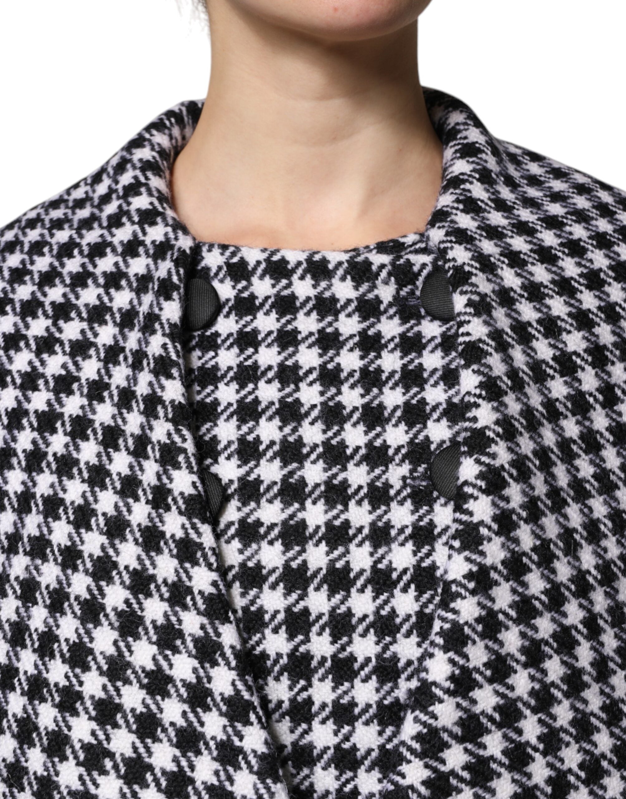 Dolce & Gabbana Black White Monochrome Patterned Floral Cape Jacket -   -  Dolce & Gabbana.