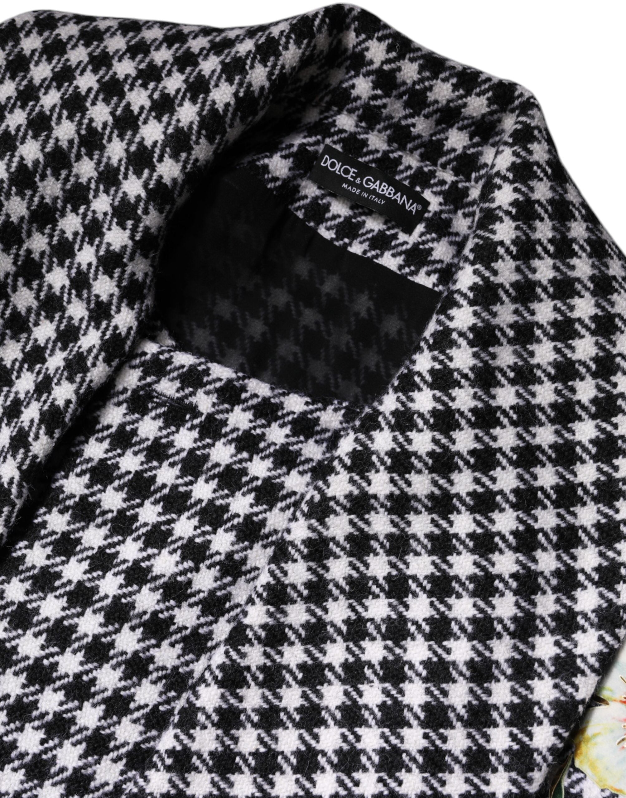 Dolce & Gabbana Black White Monochrome Patterned Floral Cape Jacket -   -  Dolce & Gabbana.