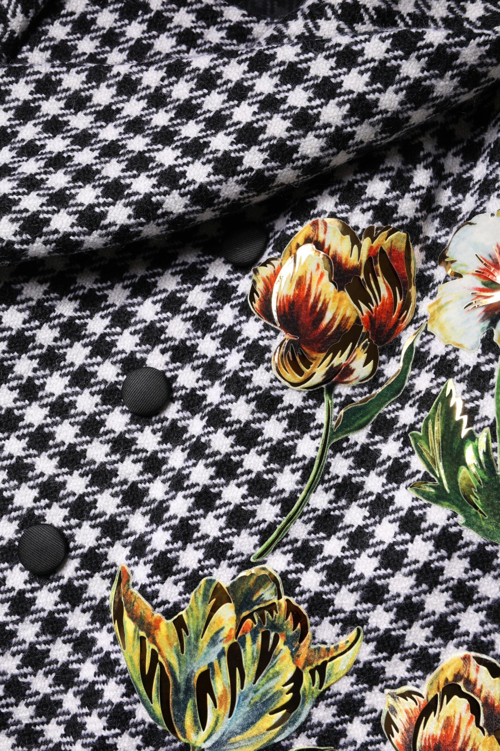 Dolce & Gabbana Black White Monochrome Patterned Floral Cape Jacket -   -  Dolce & Gabbana.