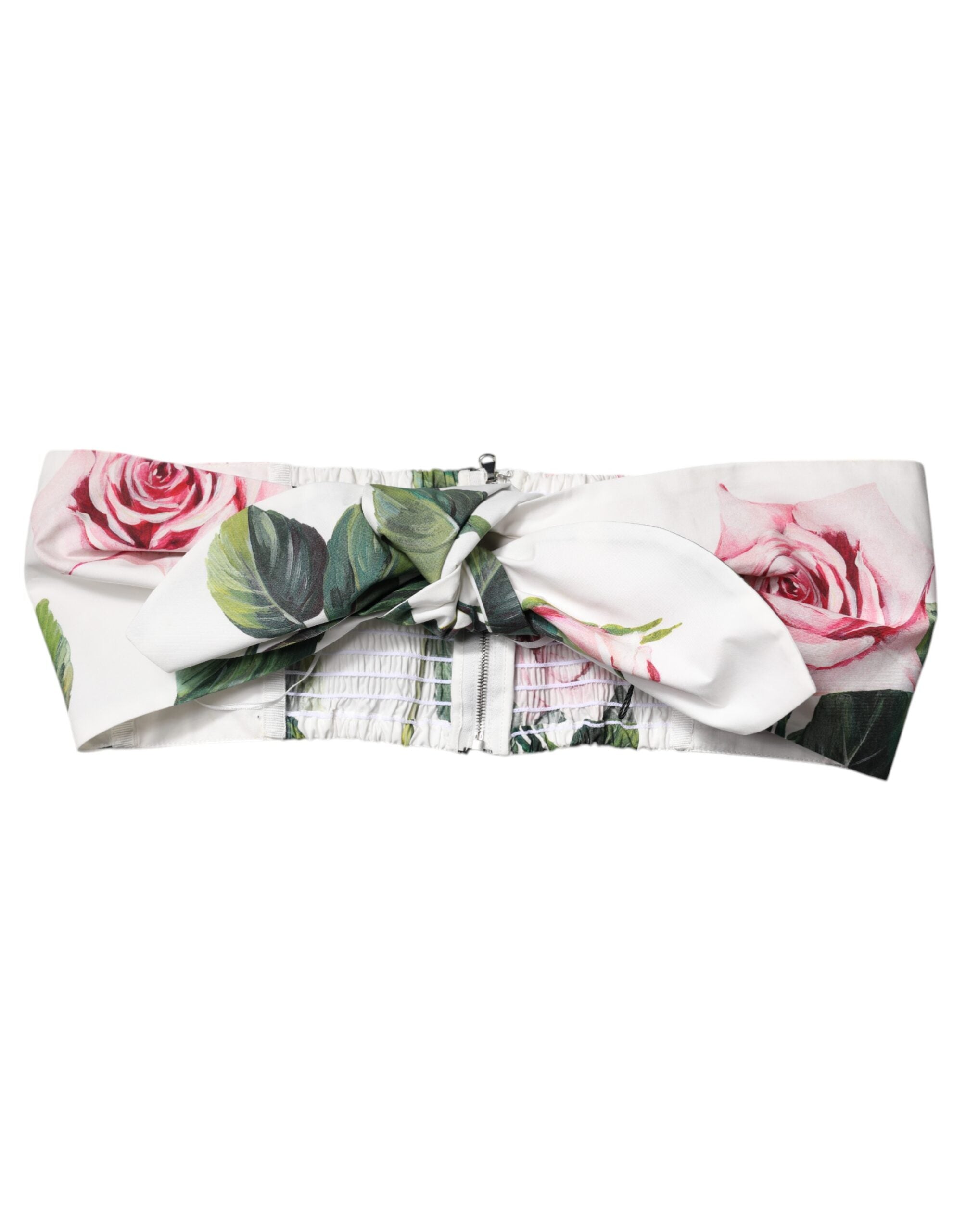 Dolce & Gabbana White Floral Print Cropped Bustier Corset Top -   -  Dolce & Gabbana.