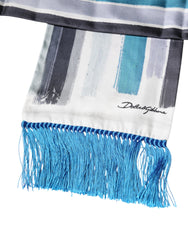 Dolce & Gabbana Multicolor Stripes Silk Fringes Neck Foulard Scarf -   -  Dolce & Gabbana.