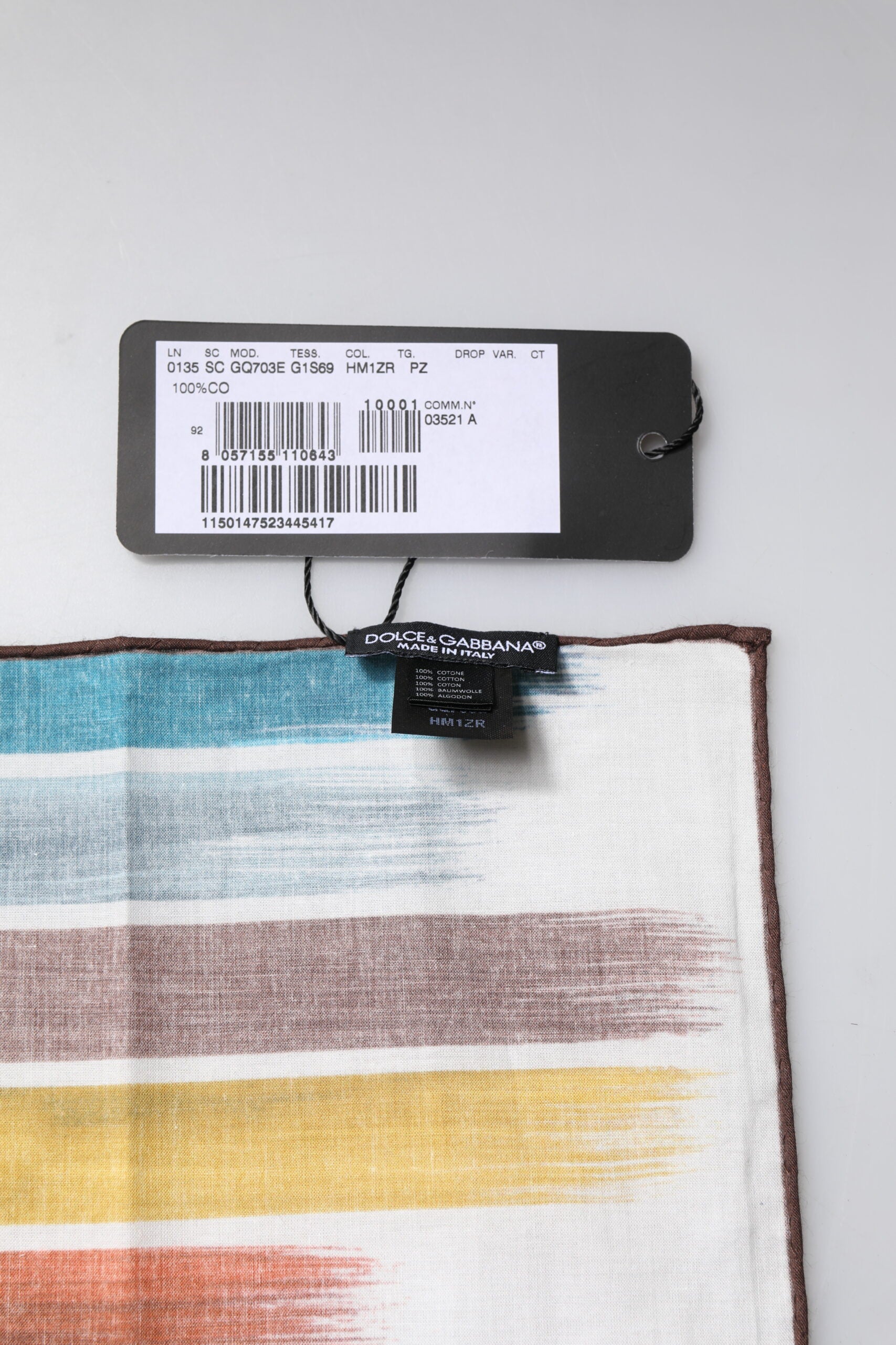 Dolce & Gabbana Multicolor Stripes Cotton Square Foulard Scarf -   -  Dolce & Gabbana.