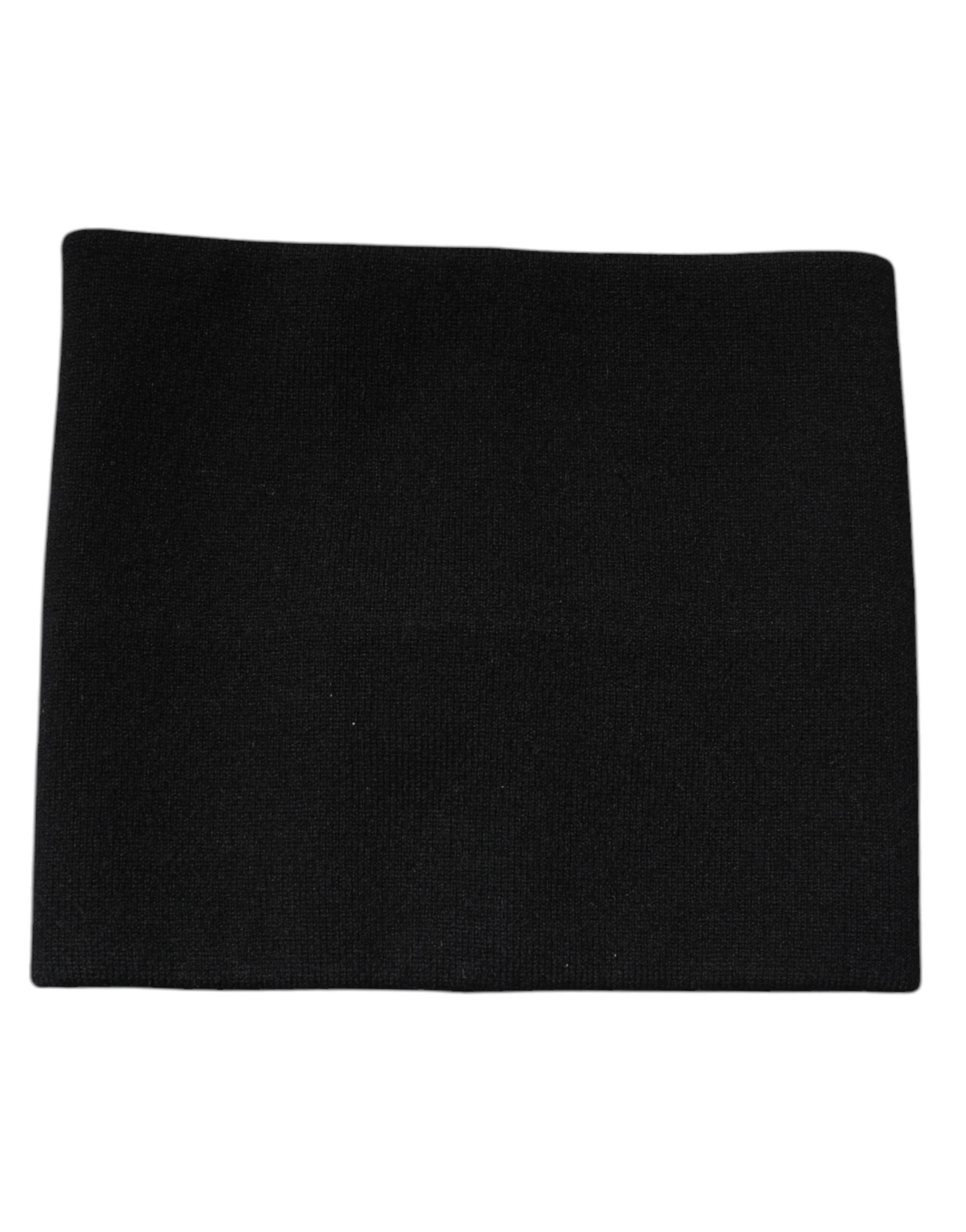 Dolce & Gabbana Black Cashmere Knitted Square Handkerchief Scarf -   -  Dolce & Gabbana.