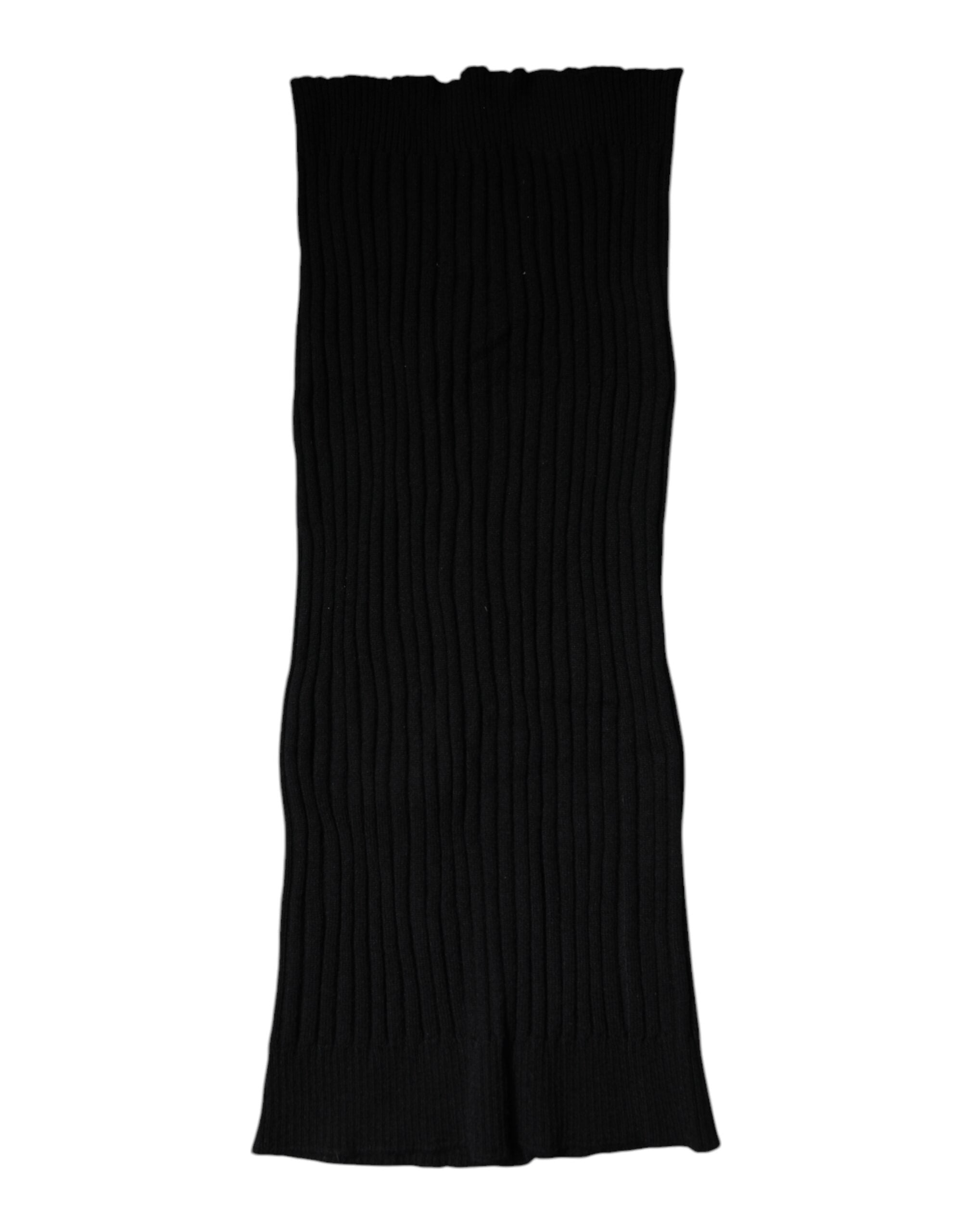Dolce & Gabbana Black Cashmere Knitted Neck Warmer Foulard Scarf -   -  Dolce & Gabbana.